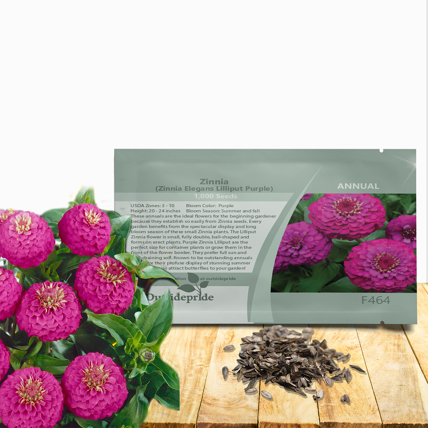 Zinnia Elegans Lilliput Purple Seed Packets