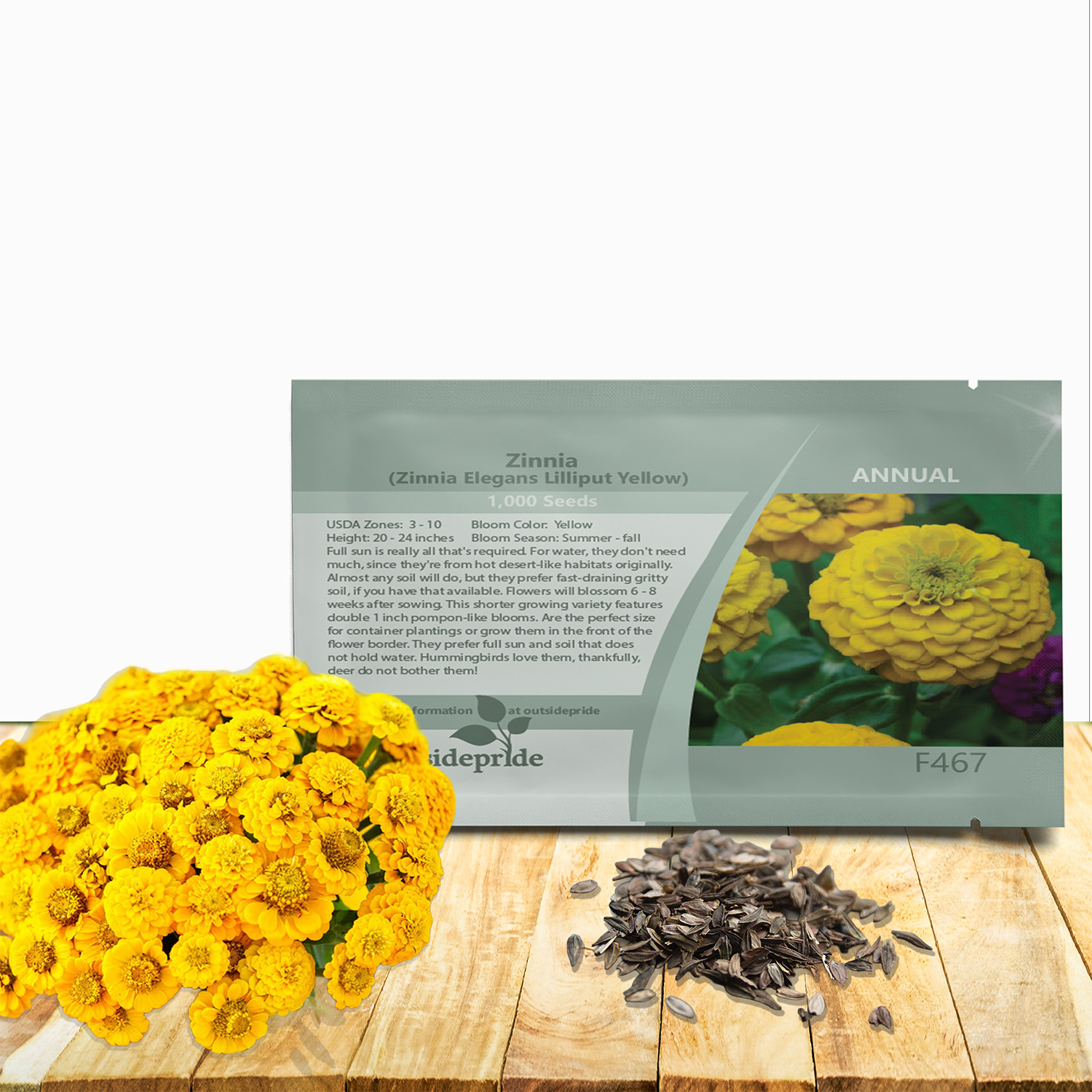Zinnia Lilliput Yellow Seed Packet