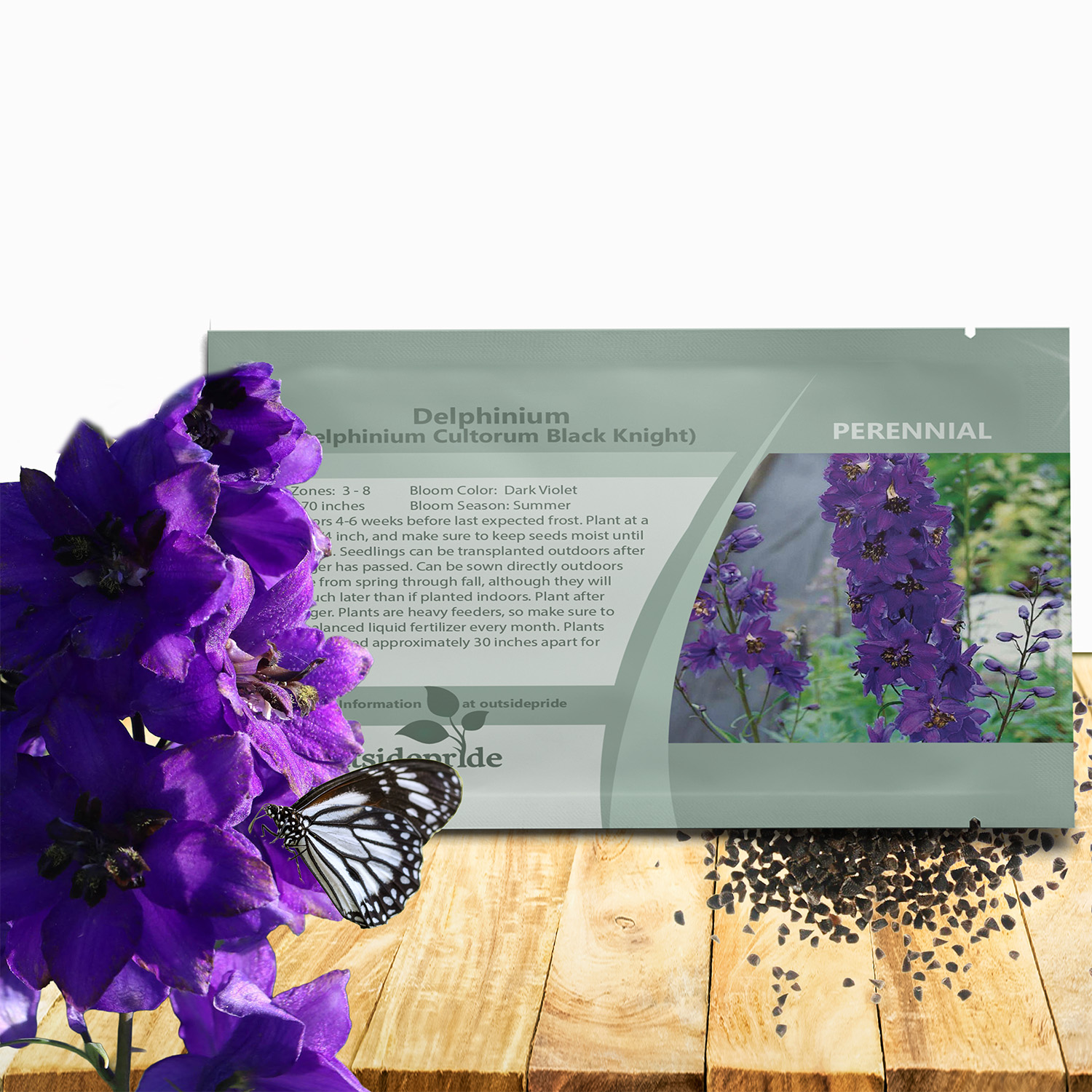 Larkspur Black Knight Seed Packet