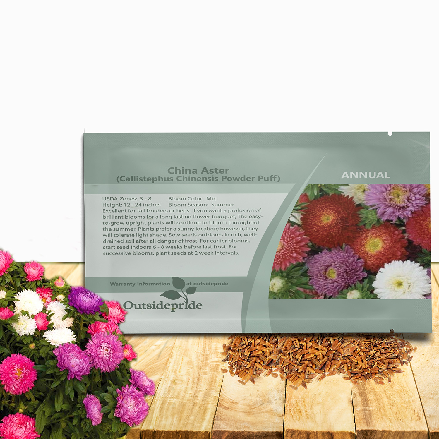 Powder Puff Aster Seed Packet