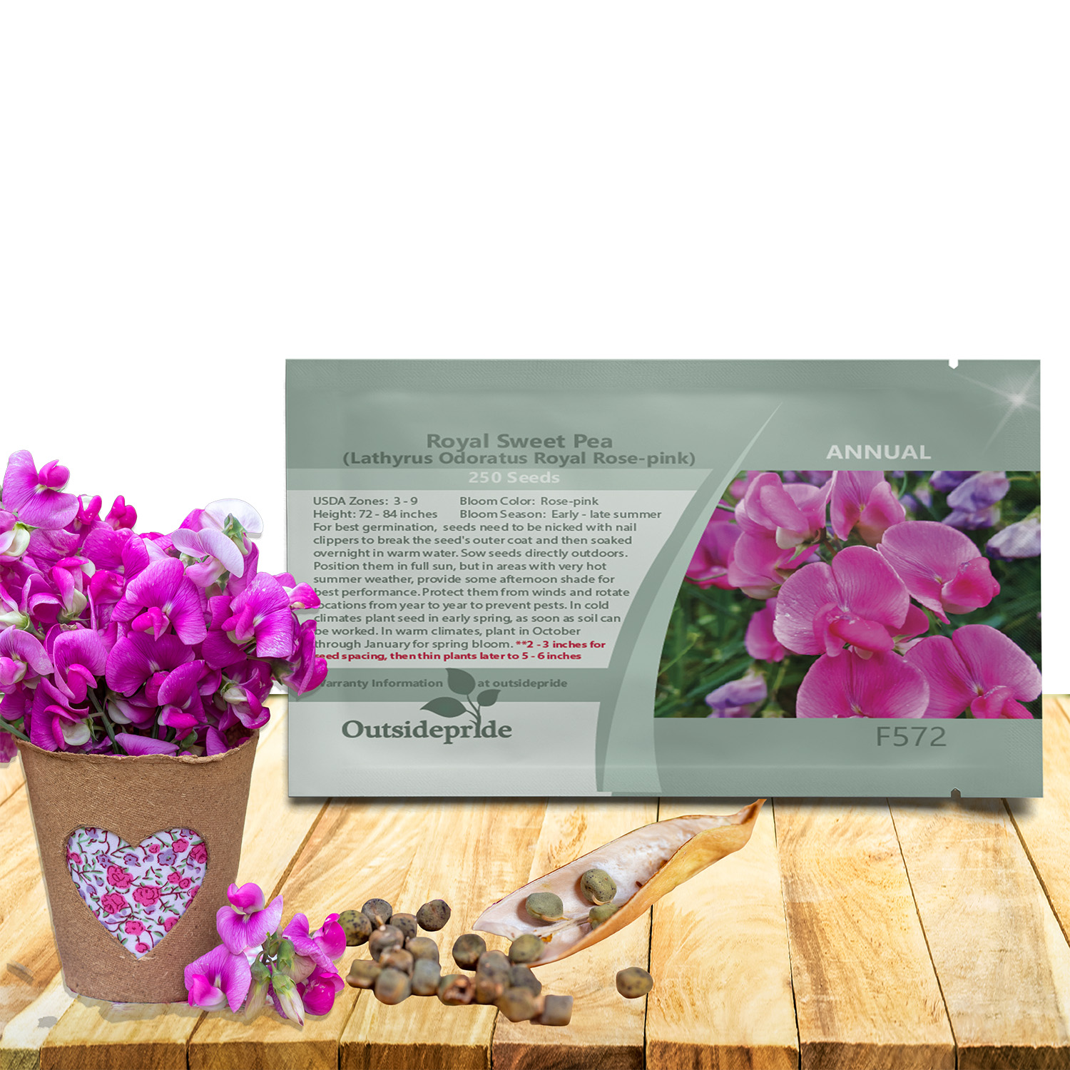 Sweet Pea Rose-pink Seed Packet