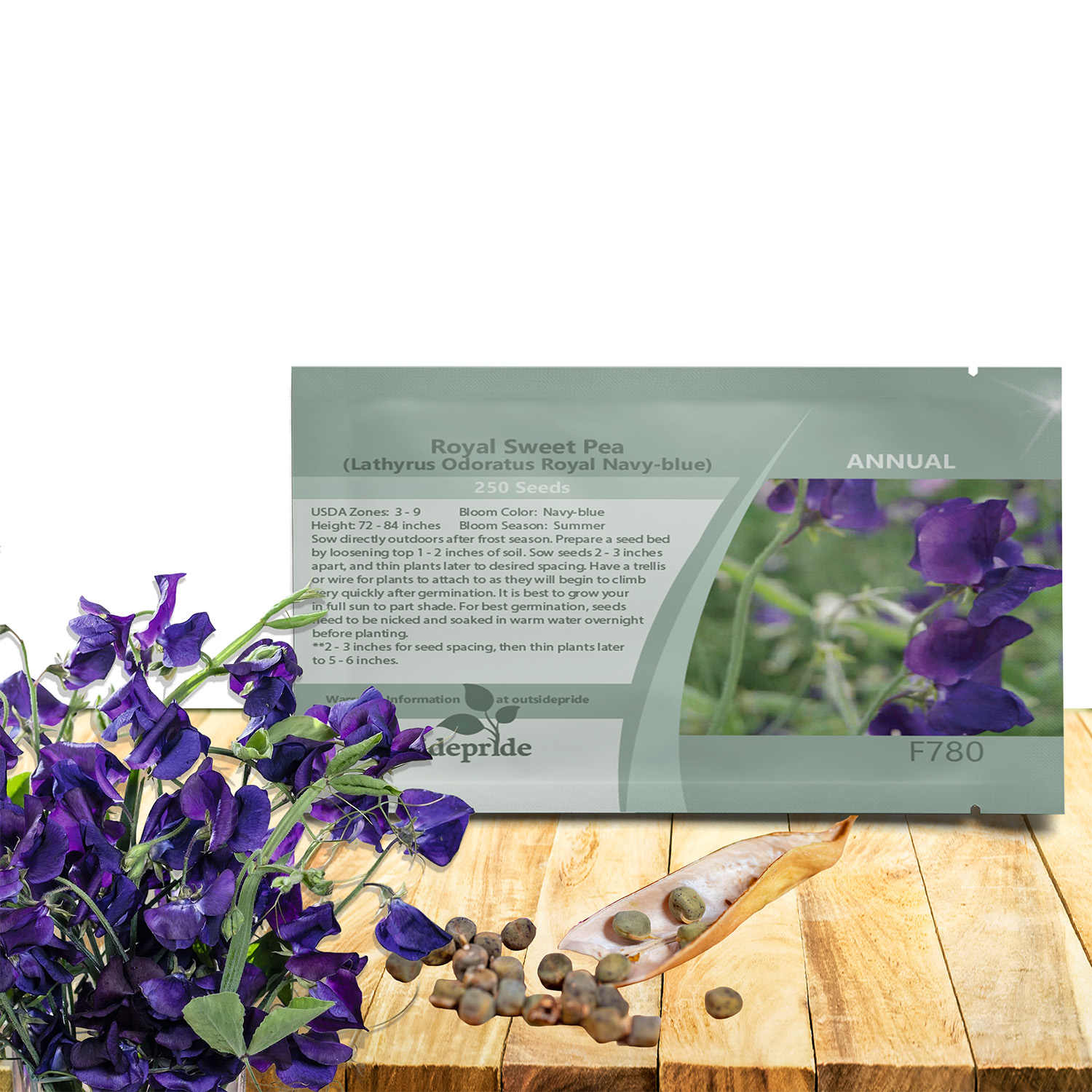 Lathyrus Royal Navy Blue Seed Packet