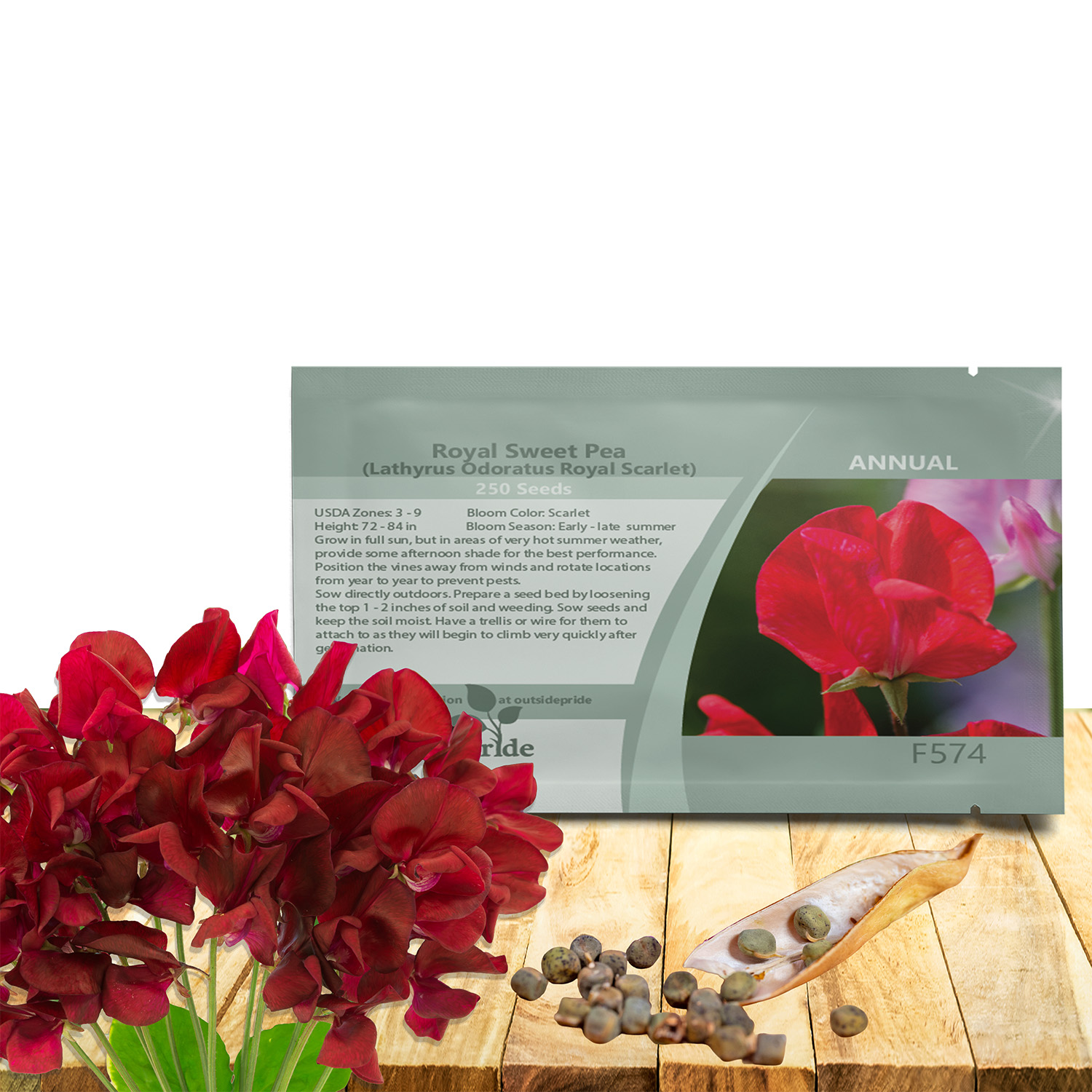 Fragrant Sweet Pea Scarlet Seed Packet
