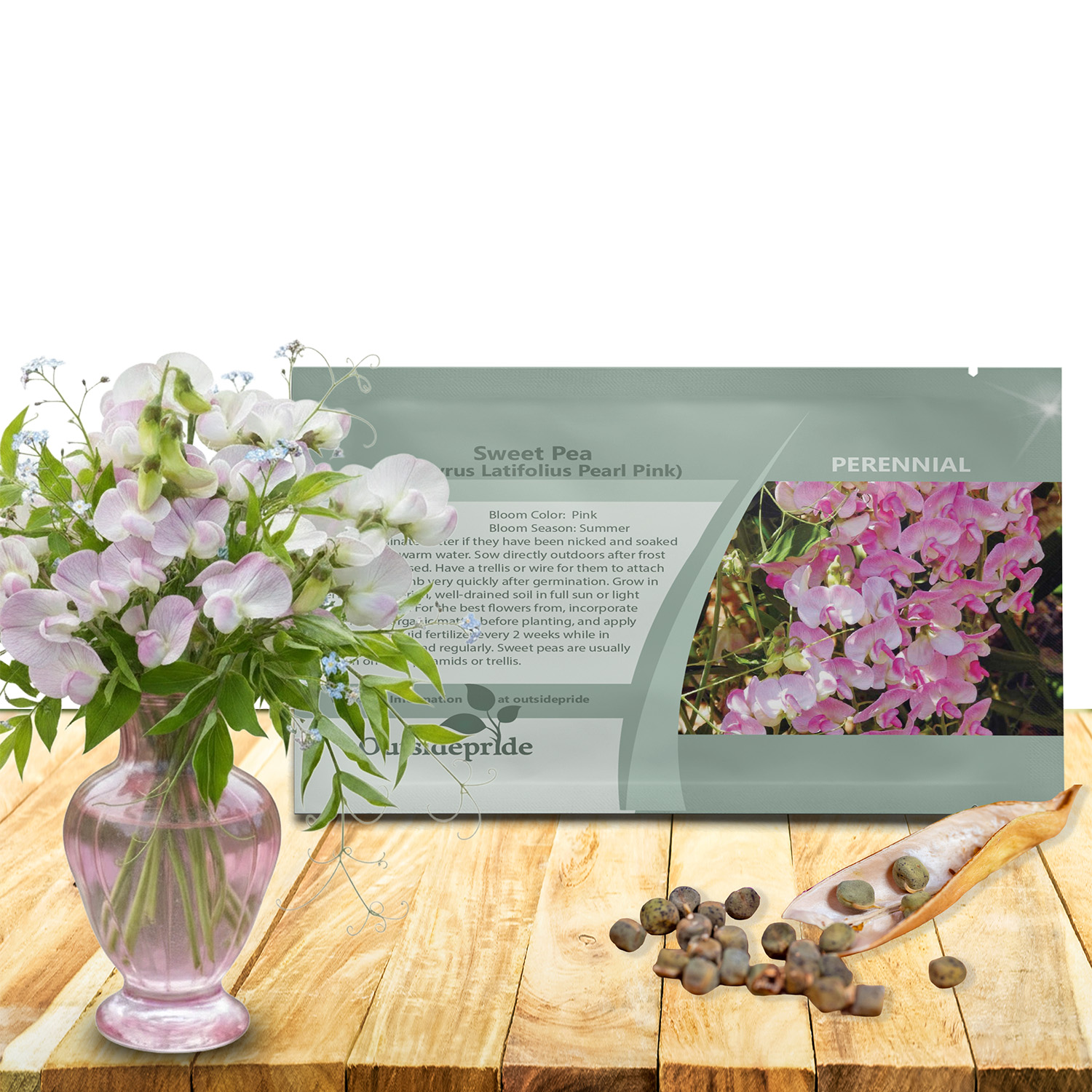 Sweet Pea Pearl Pink Seed Packet