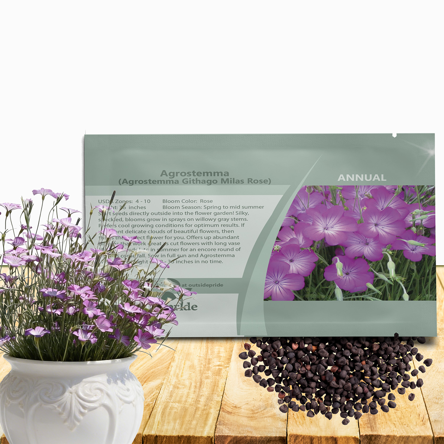 Agrostemma Rose Flower Seed Packet For Planting