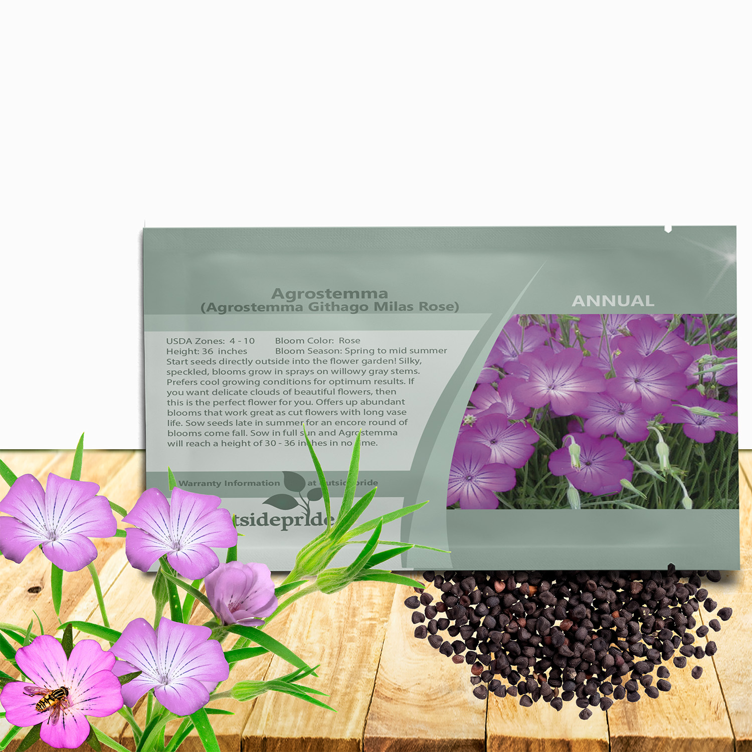Agrostemma Rose Flower Seed Packet For Planting