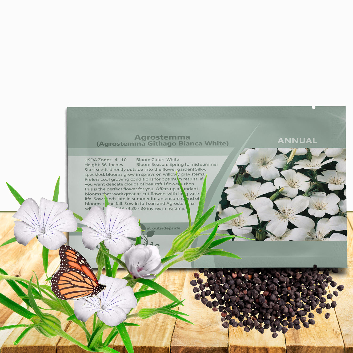 Agrostemma White Flower Seed Packet For Planting
