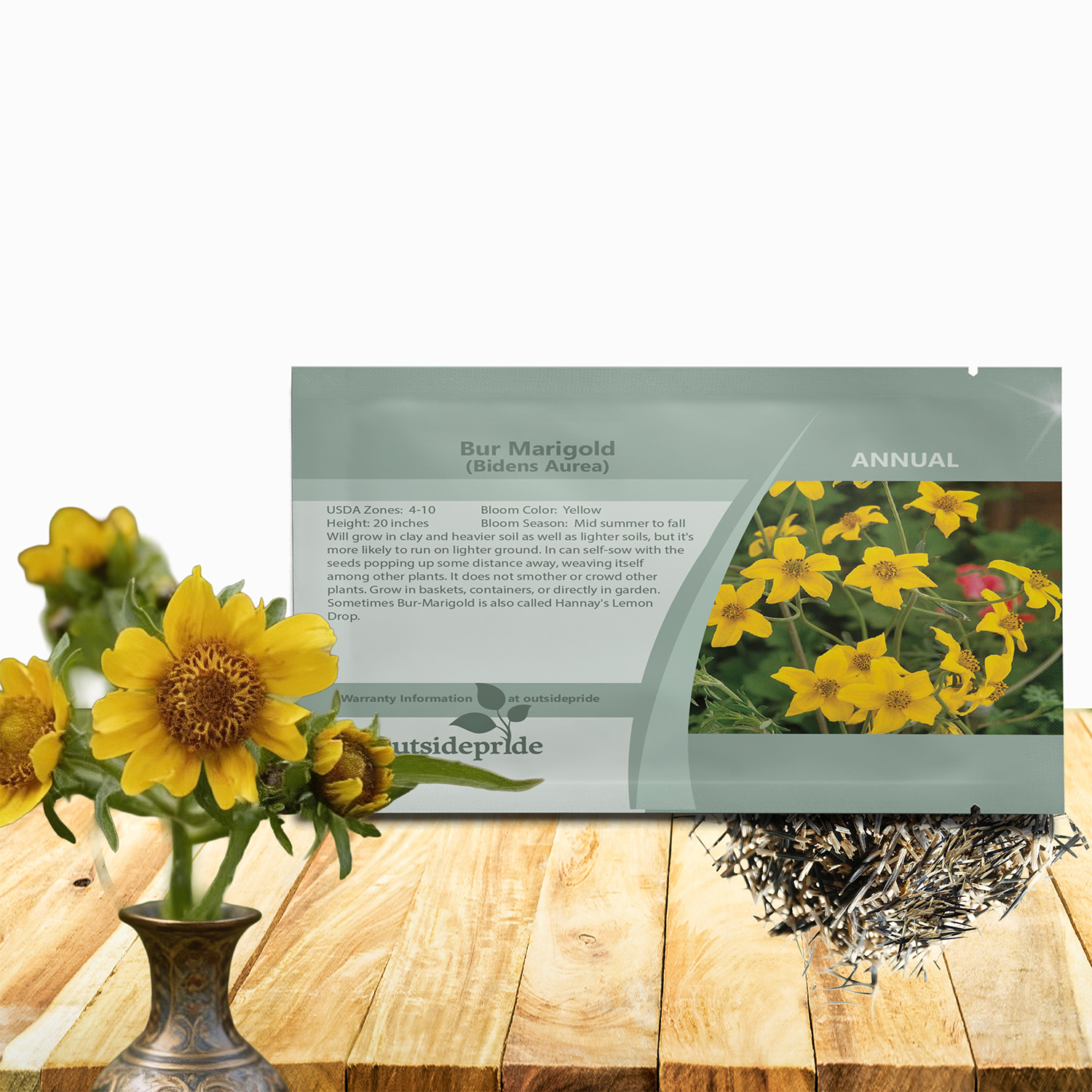 Bur Marigold Flower Seed Packet For Planting