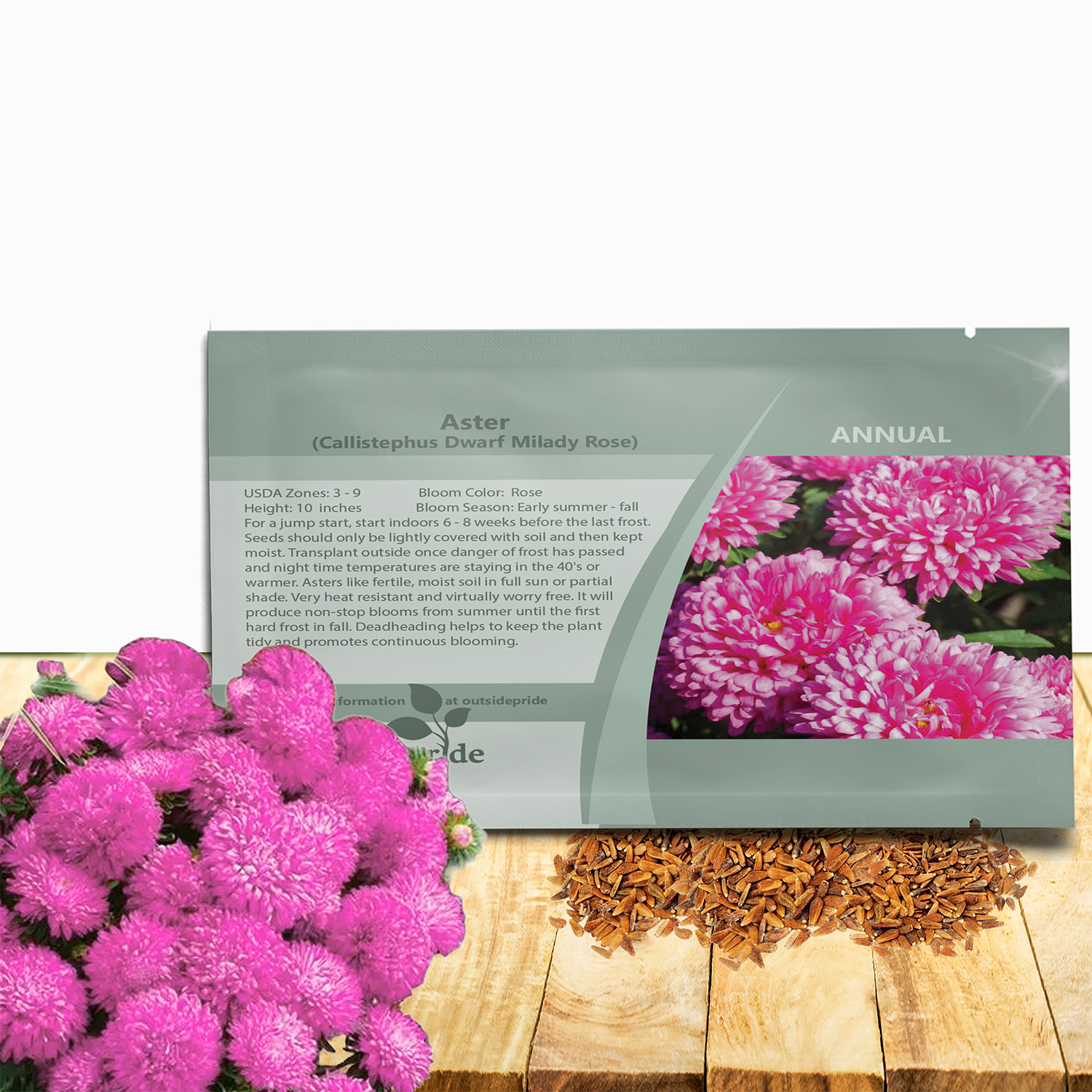 Aster Milady Rose Seed Packet