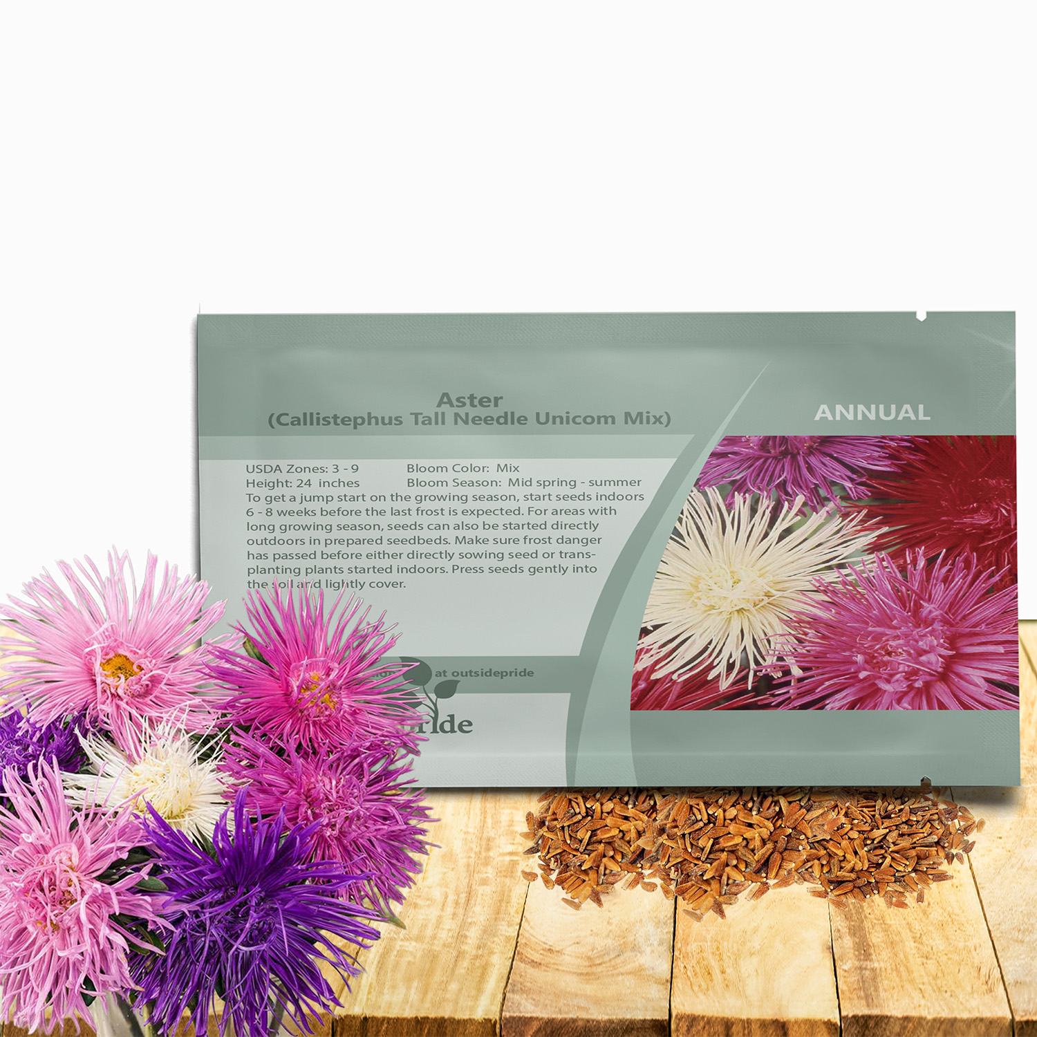 Aster Needle Flower Seed Mix Packet