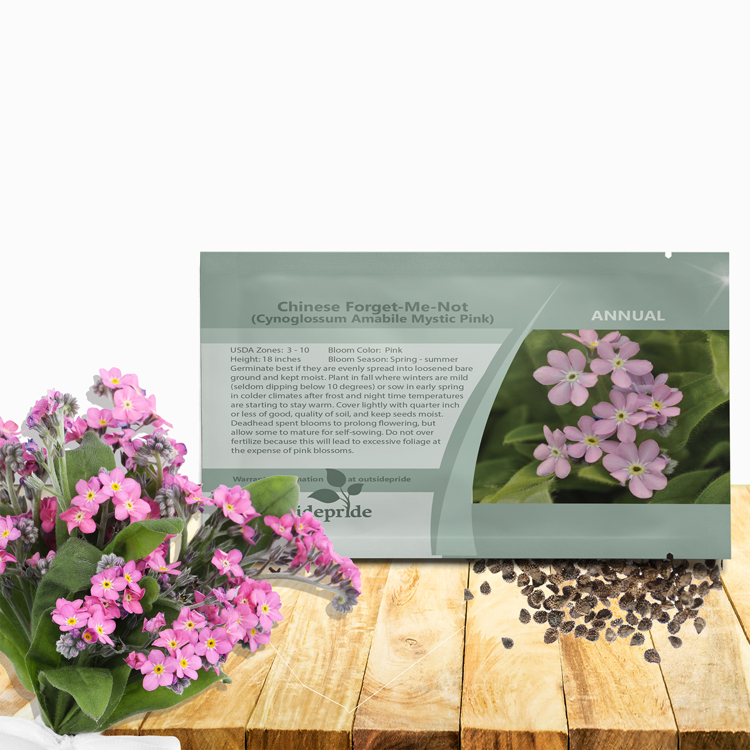 Pink Chinese Forget Me Not Seed Packet For planting