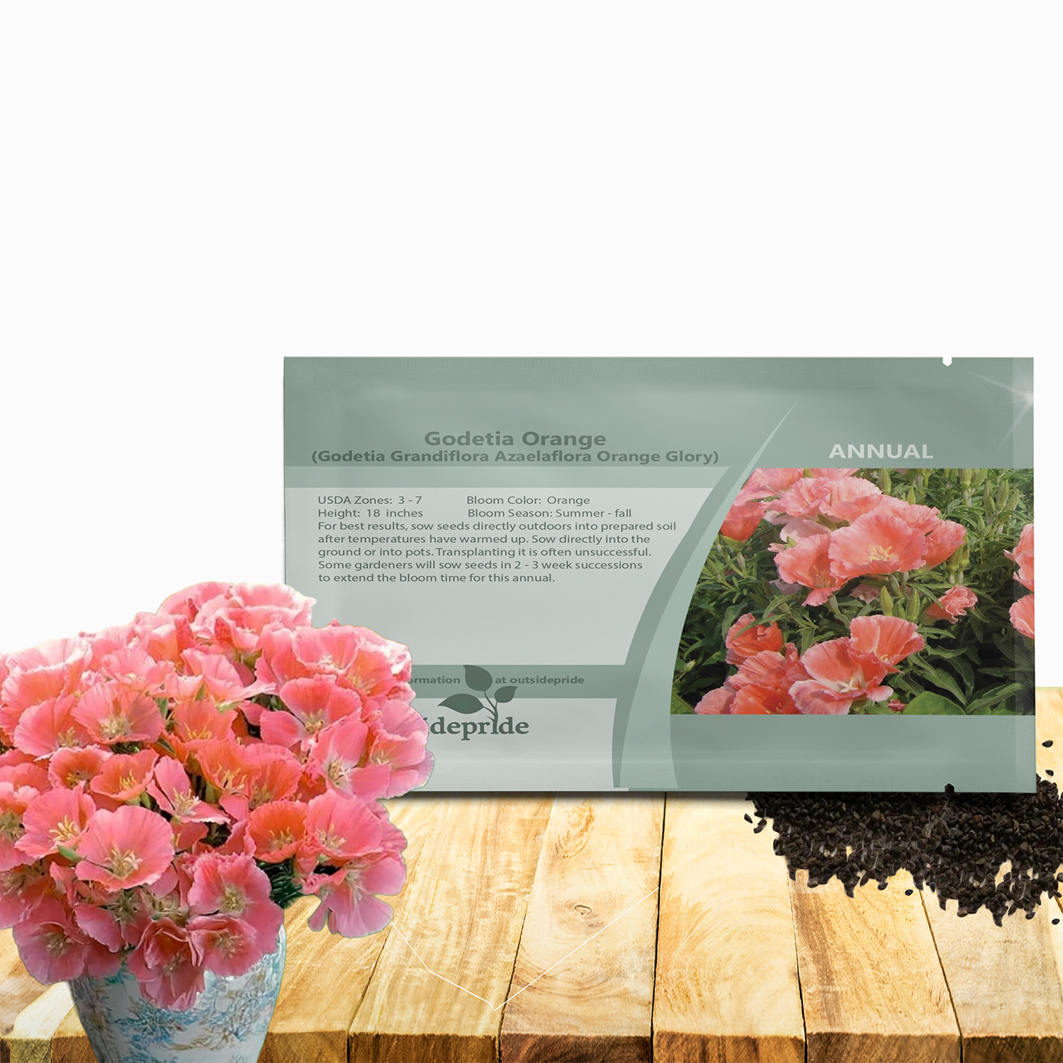 Godetia Orange Flower Seed Packet For Planting