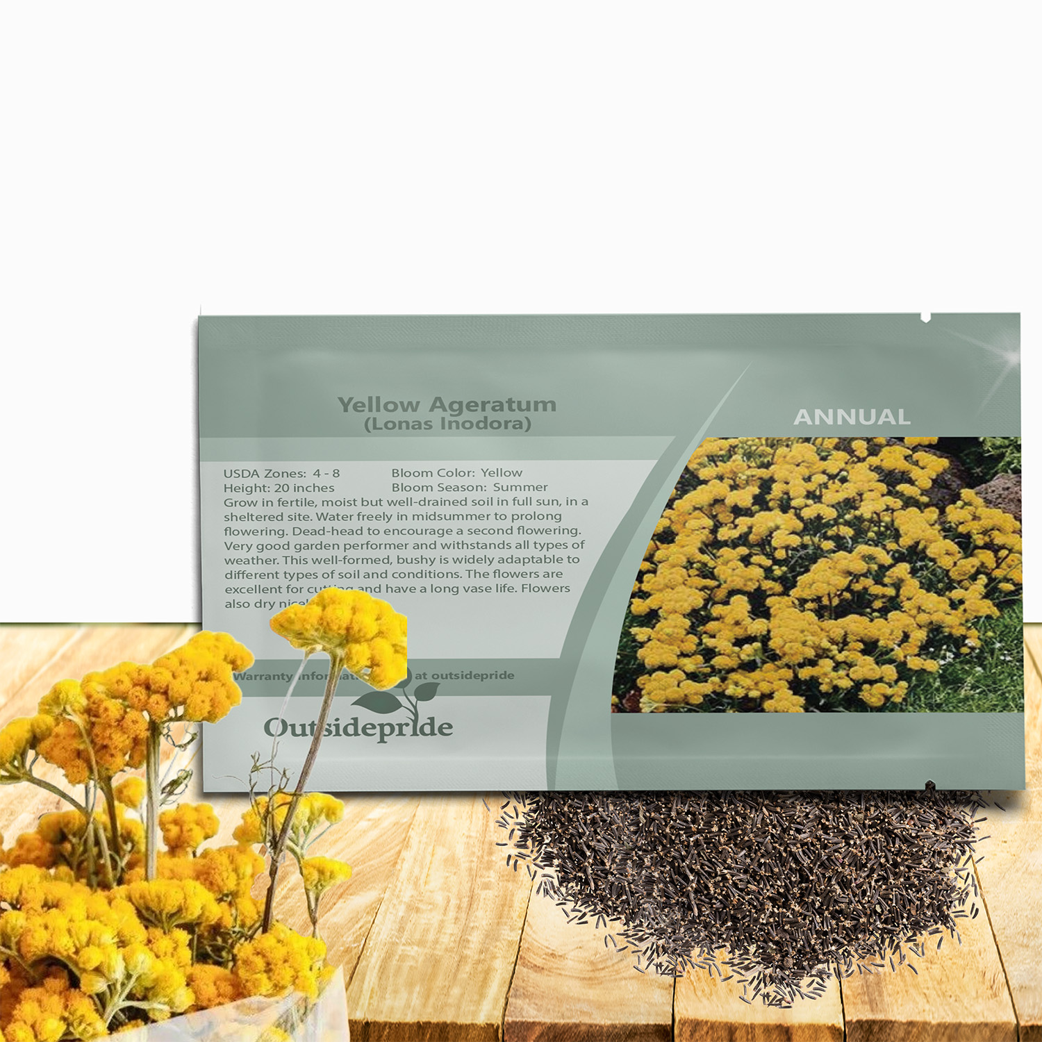 Ageratum Yellow Flower Seed Packet For Planting