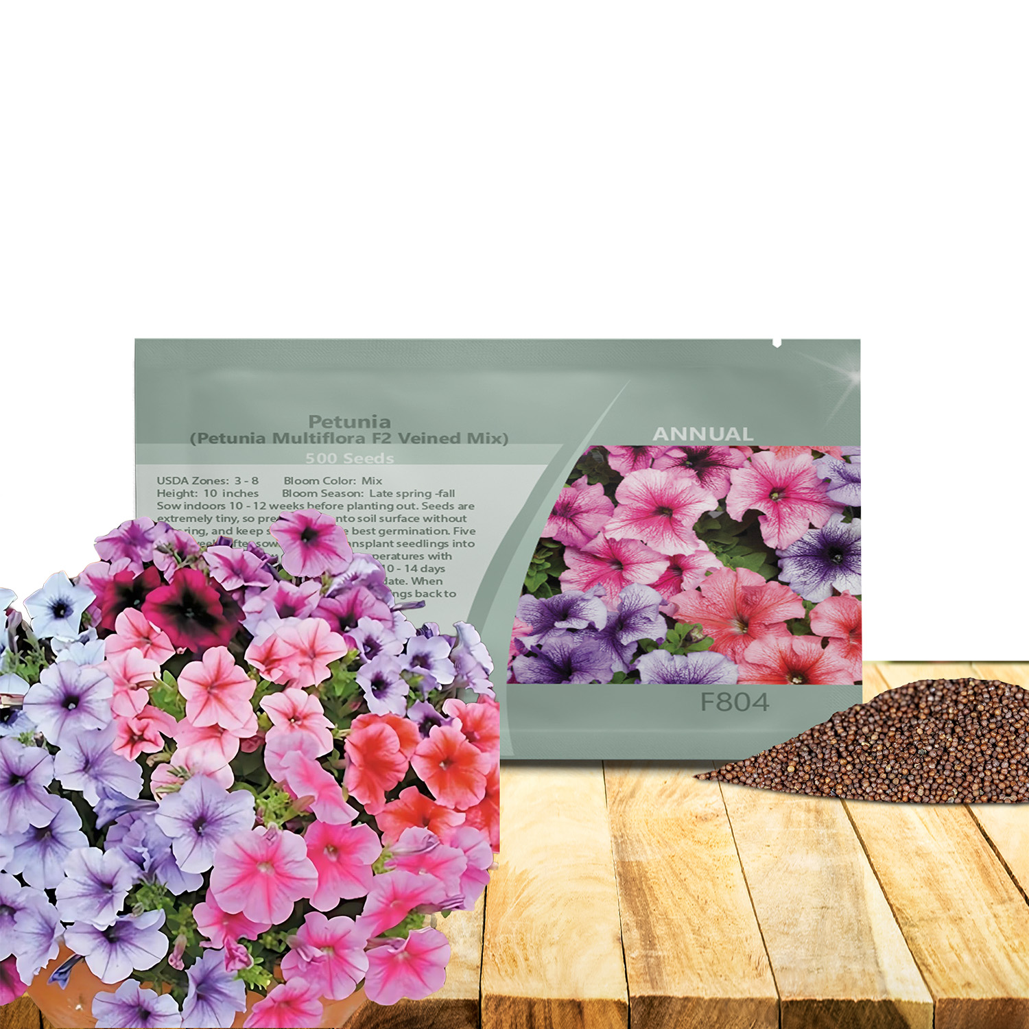 Petunia Multiflora Veined Flower Seed Packet