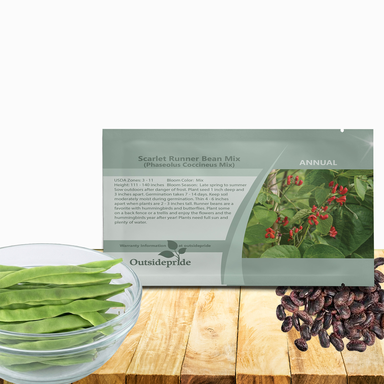 Scarlet Runner Beans Vegetable Seed Packet
