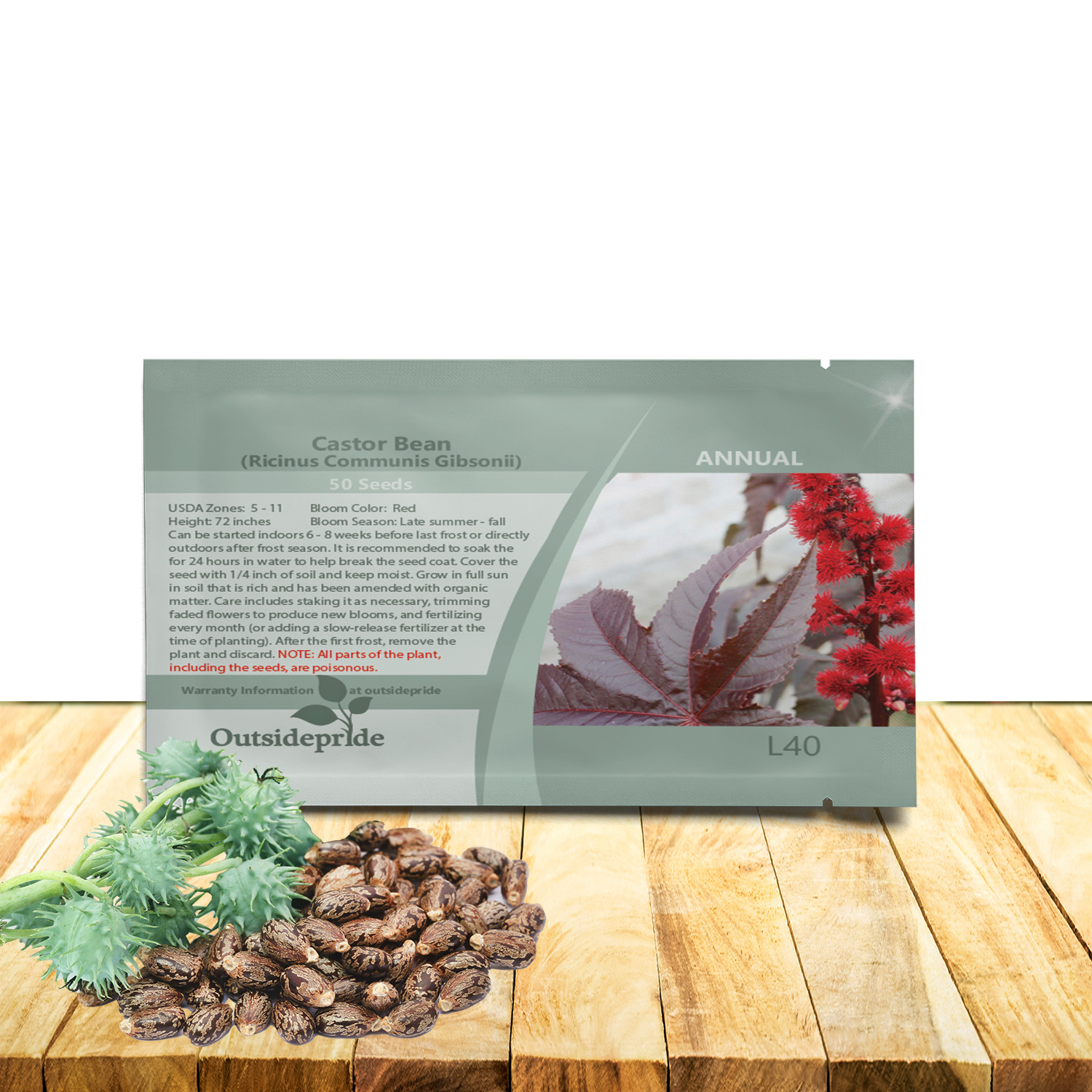 Castor Bean Gibsonii Seed Packet