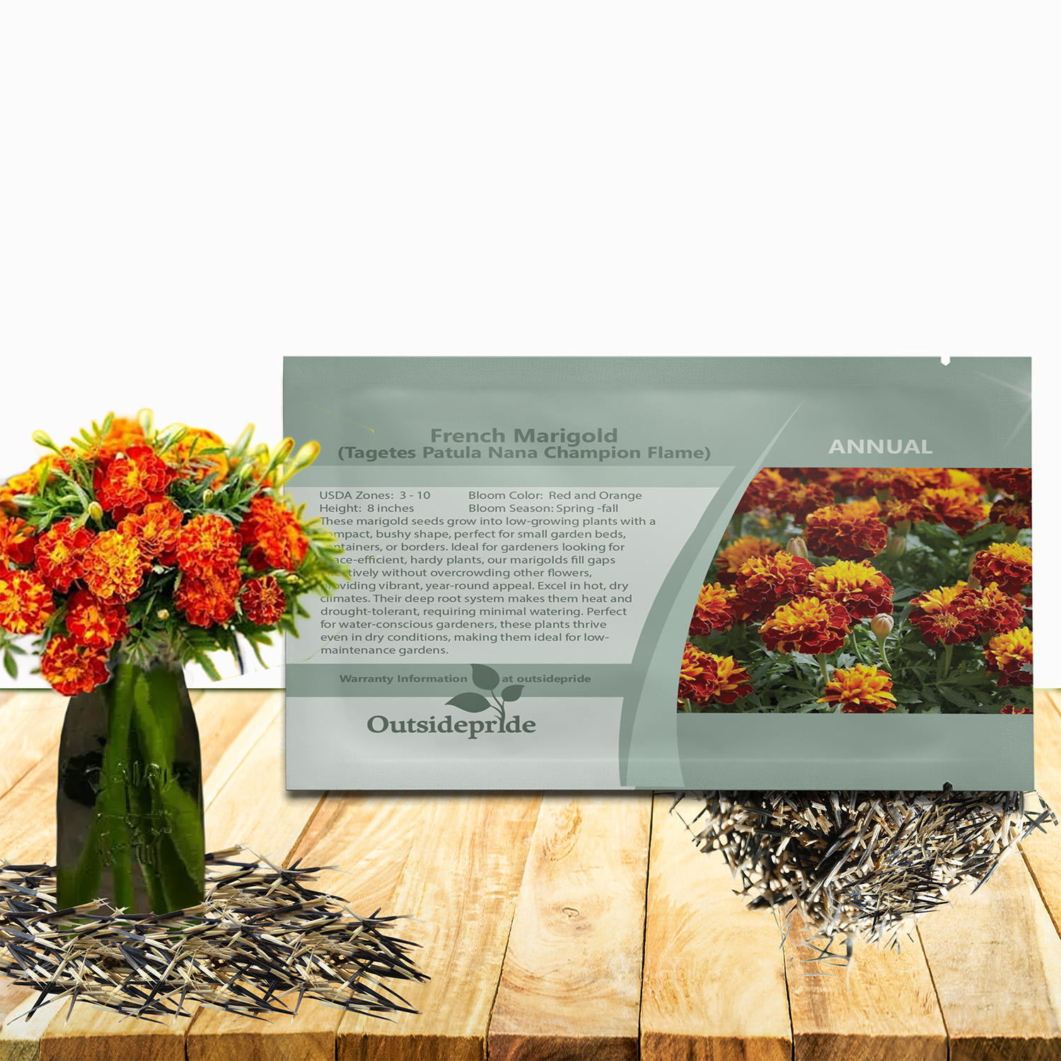 Marigold Flame Flower Seed Packet