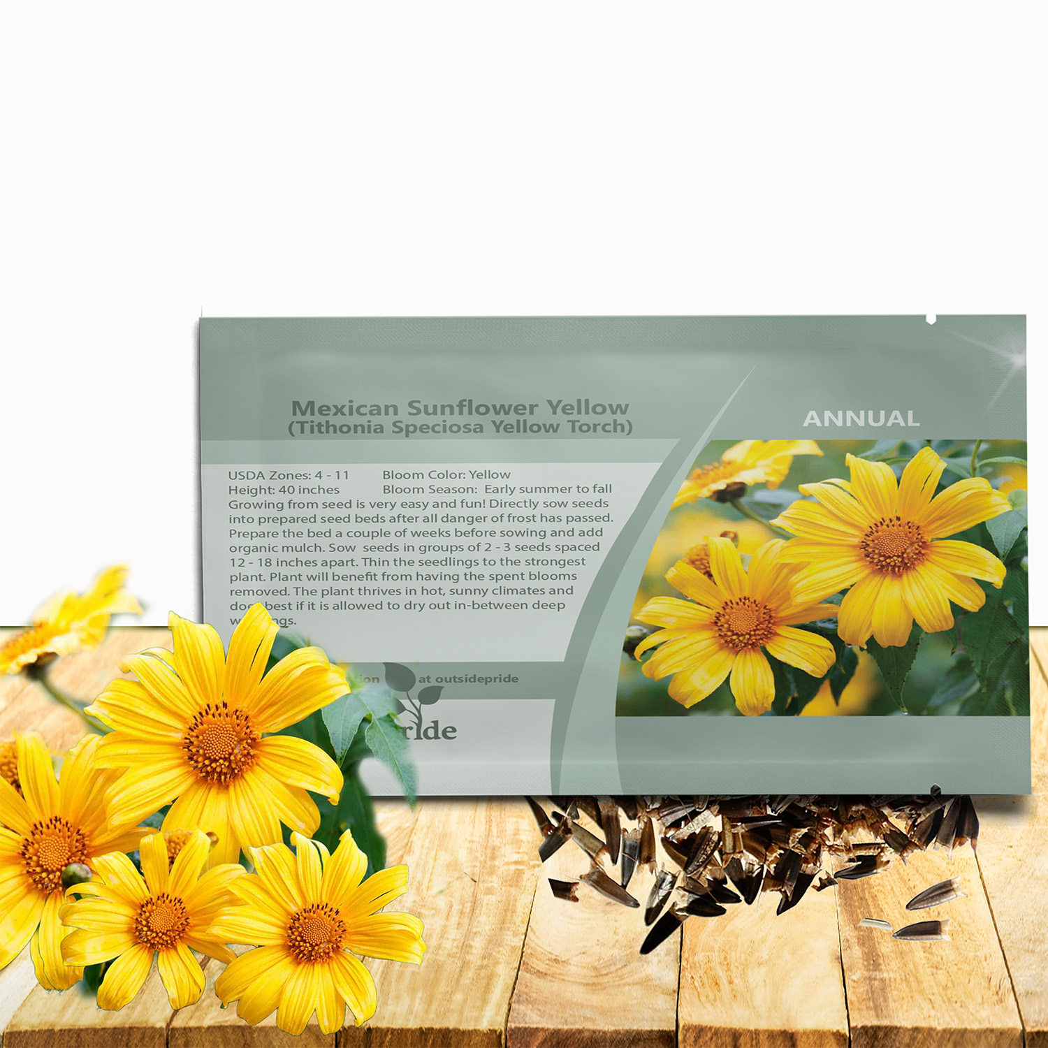 Mexican Sunflower Yellow Torch Seed Packet For Planting