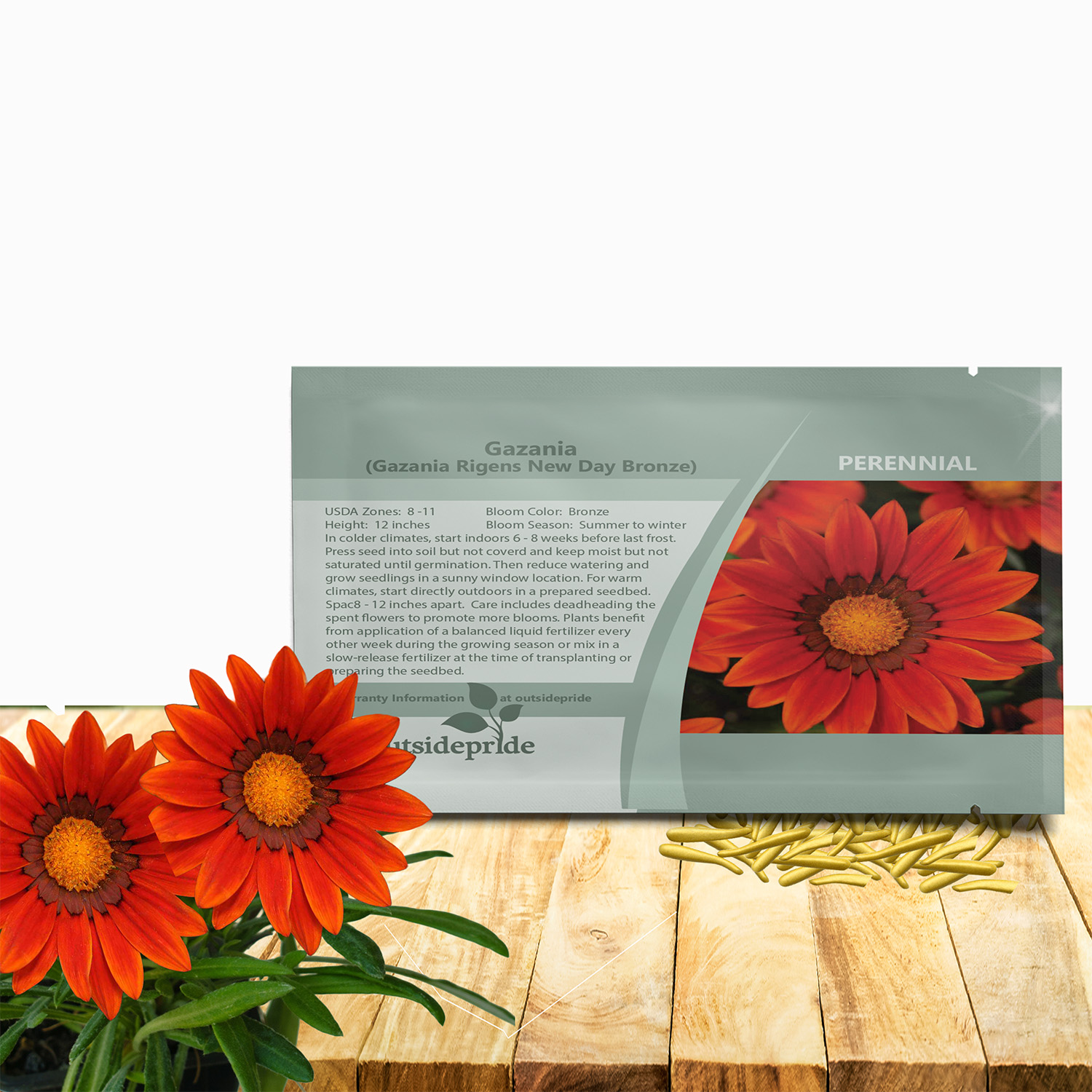 Gazania New Day Bronze Flower Seed Packet For Planting