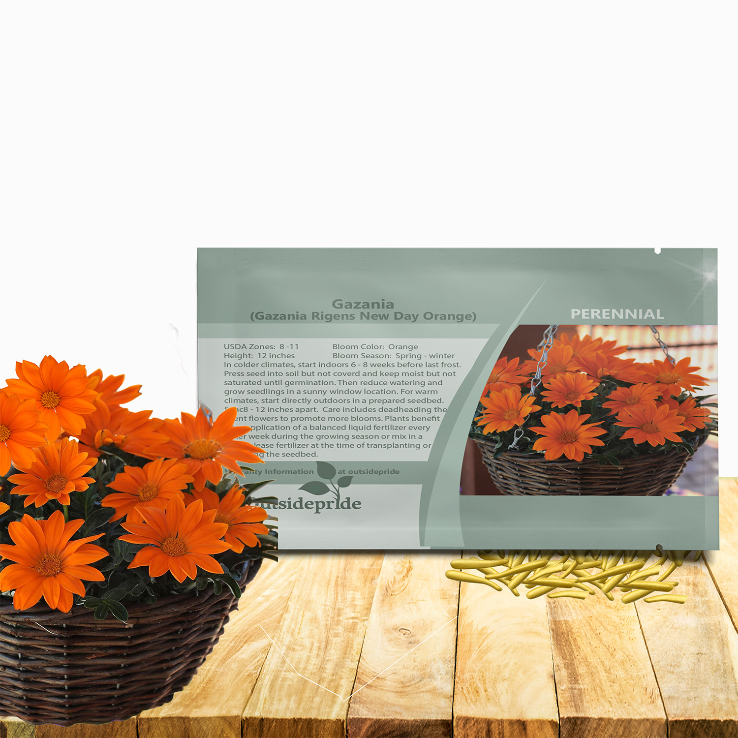Gazania New Day Orange Seed Packet For Planting