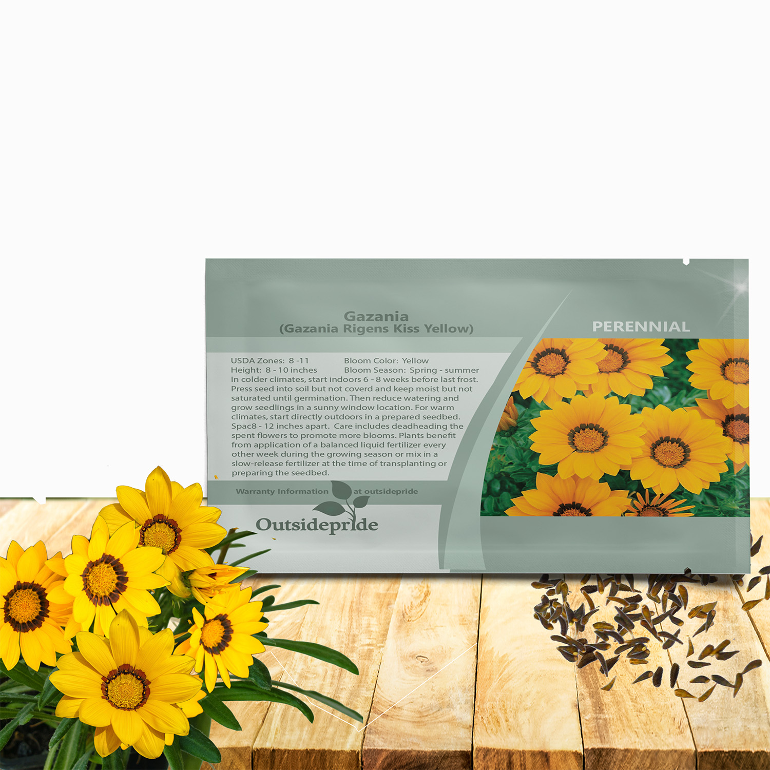 Gazania Kiss Yellow Seed Packet