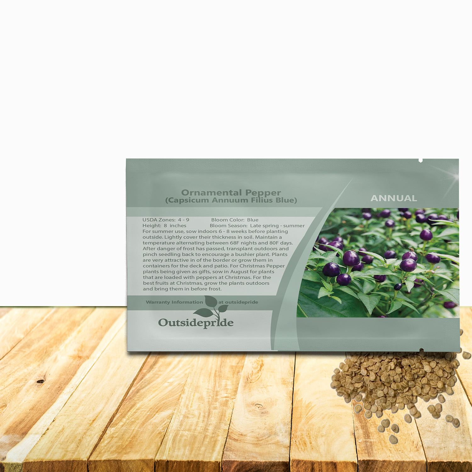Ornamental Pepper Blue Seed Packet