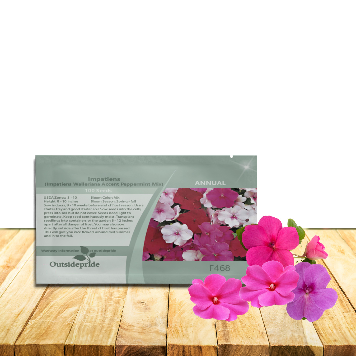 Impatiens Peppermint Flower Seed Packet