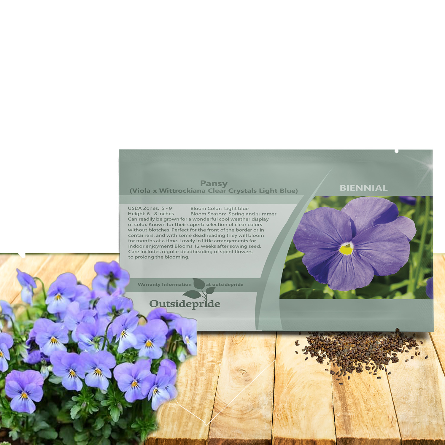 Viola Light Blue Flowers Seed Packet