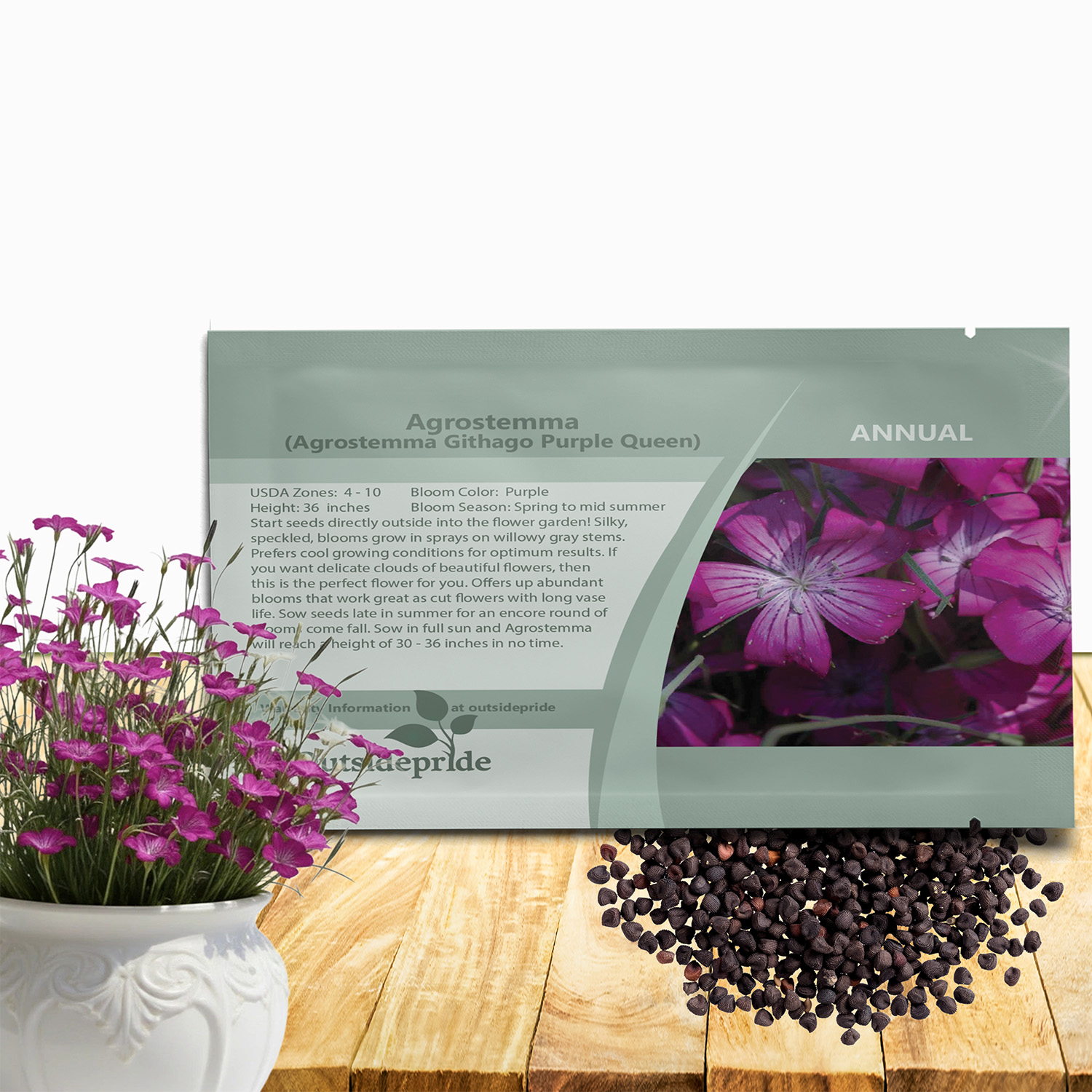 Agrostemma Purple Flower Seed Packet For Planting