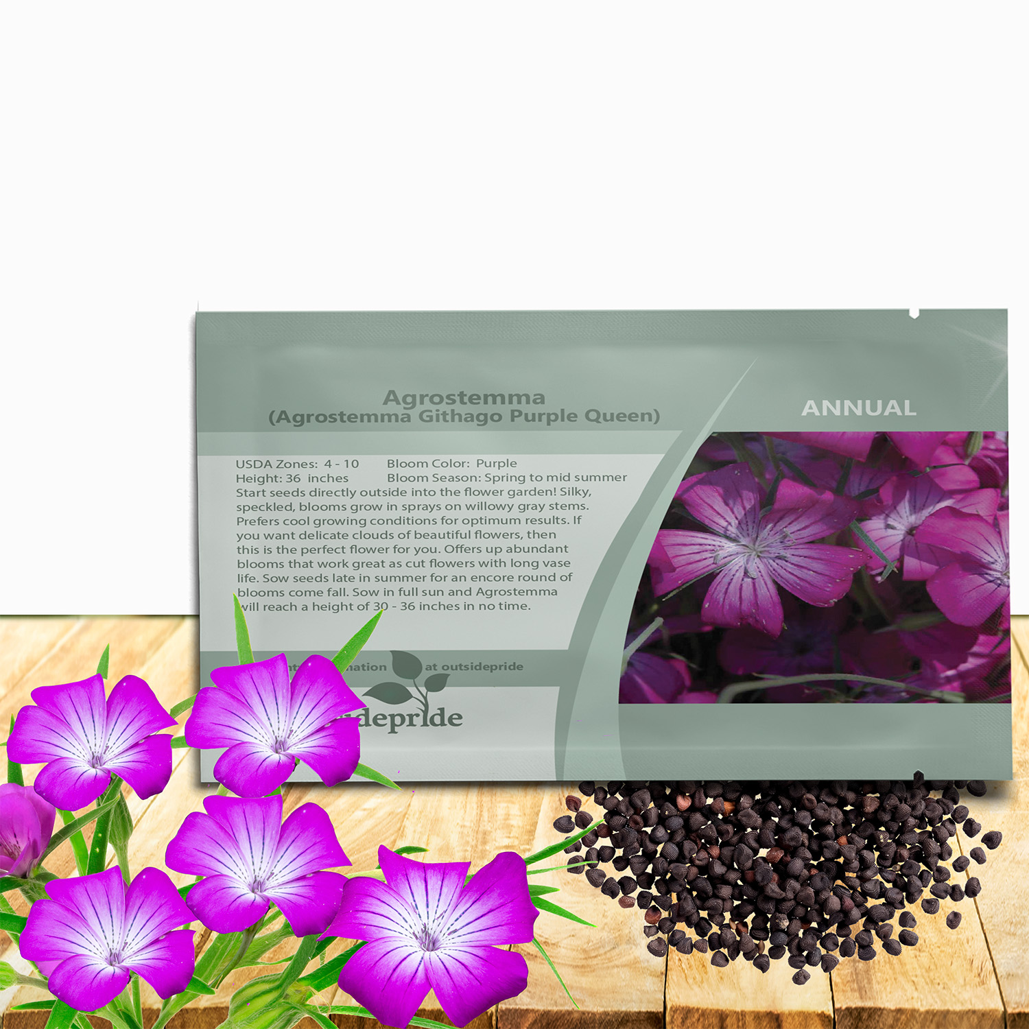 Agrostemma Purple Flower Seed Packet For Planting