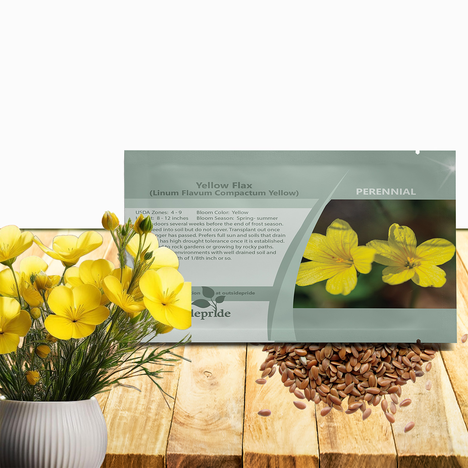 Yellow Flax Garden Flower Seed Packet