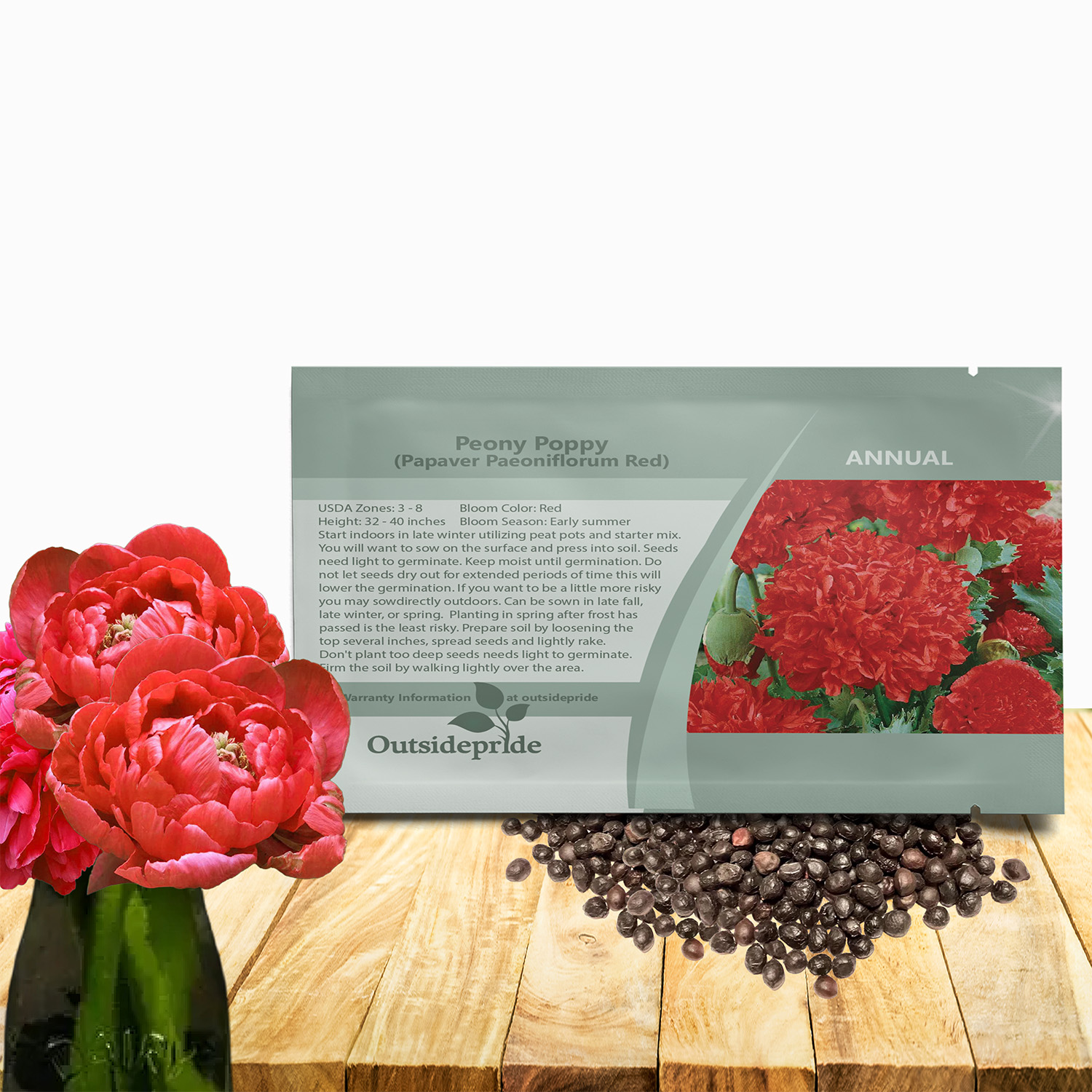 Peony Red Flower Seed Packet For Planting