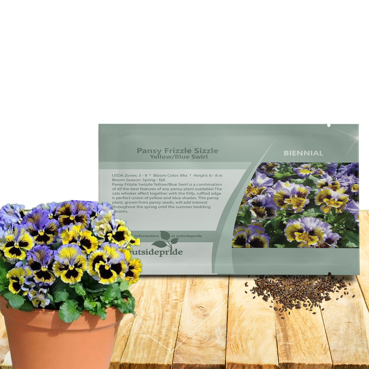 Pansy Frizzle Sizzle Yellow/Blue Swirl Packets