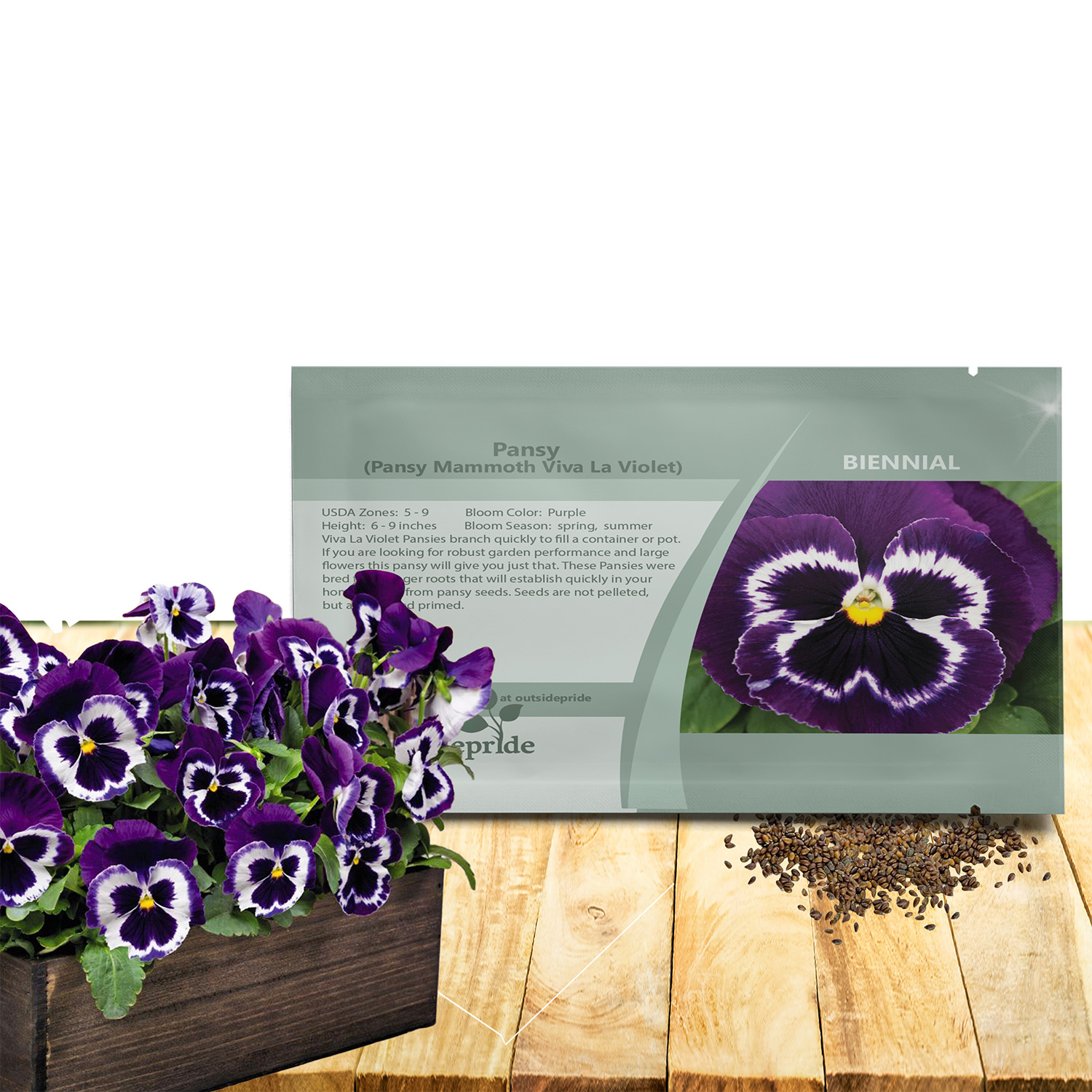 Pansy Mammoth Viva La Violet Seed Packet