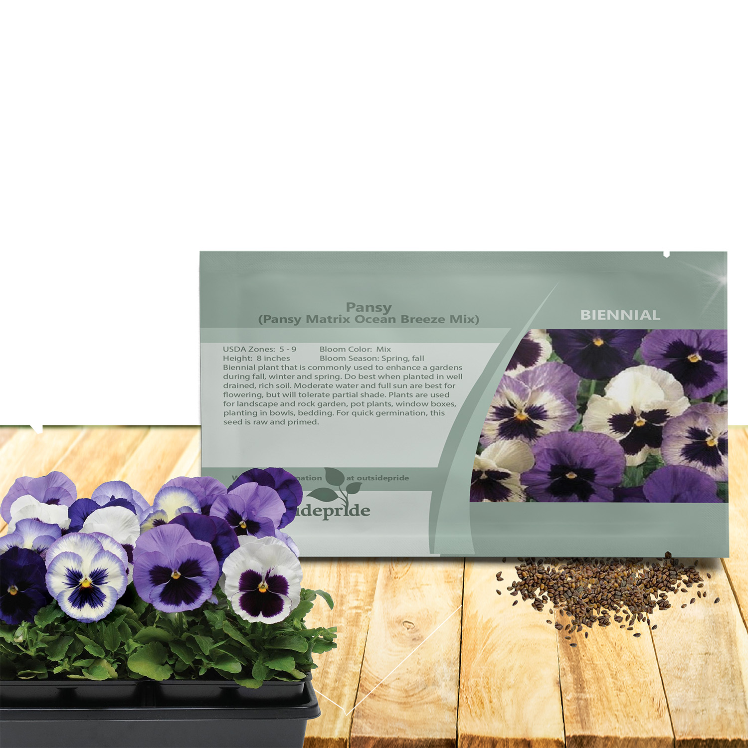 Pansy Ocean Breeze Flower Seed Packet