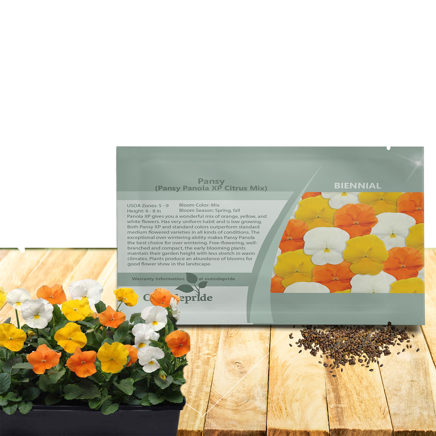 Pansy Panola Citrus Seed Packet