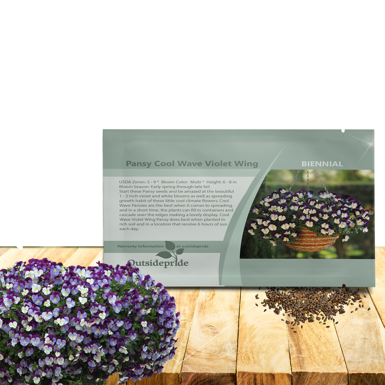 Pansy Cool Wave Violet Wing Seed Packet
