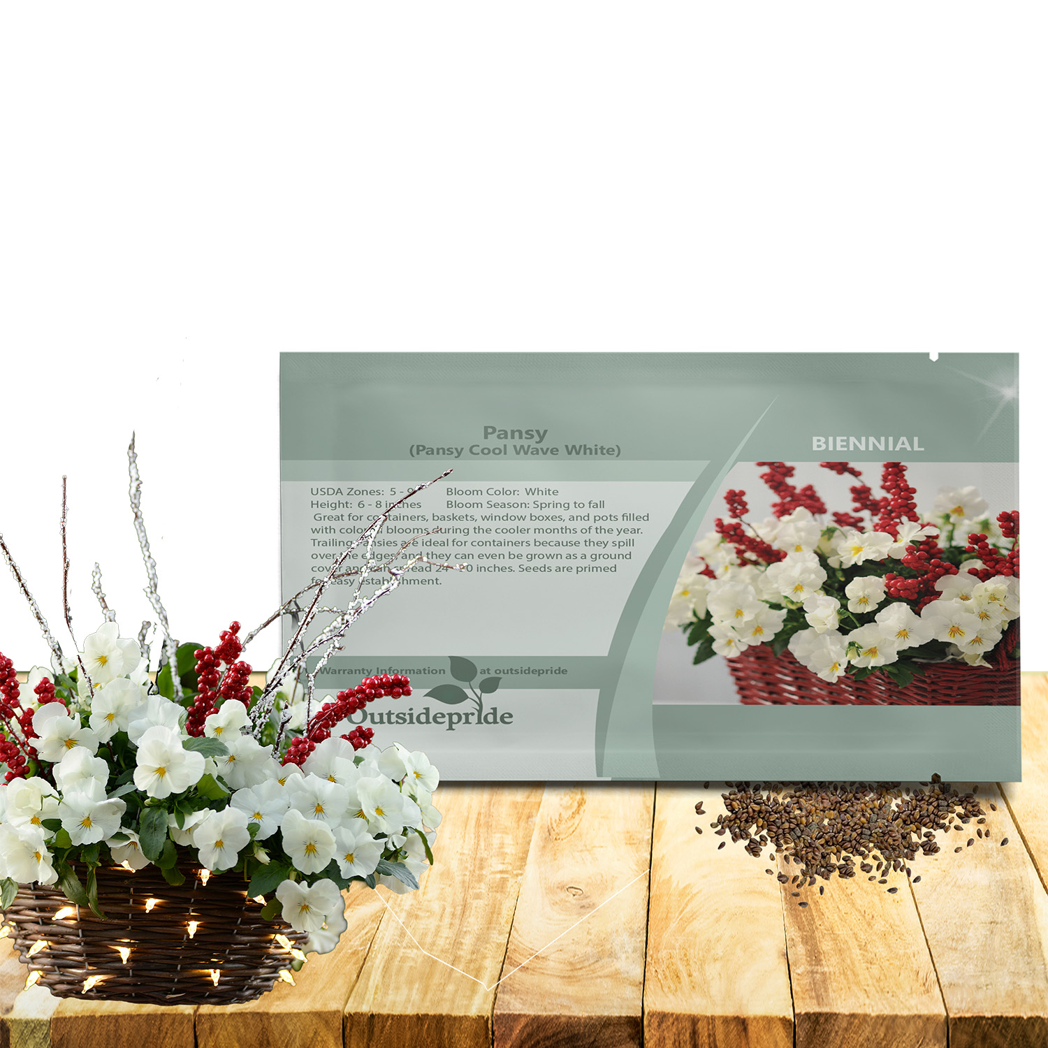 Pansy Cool Wave White Seed Packet