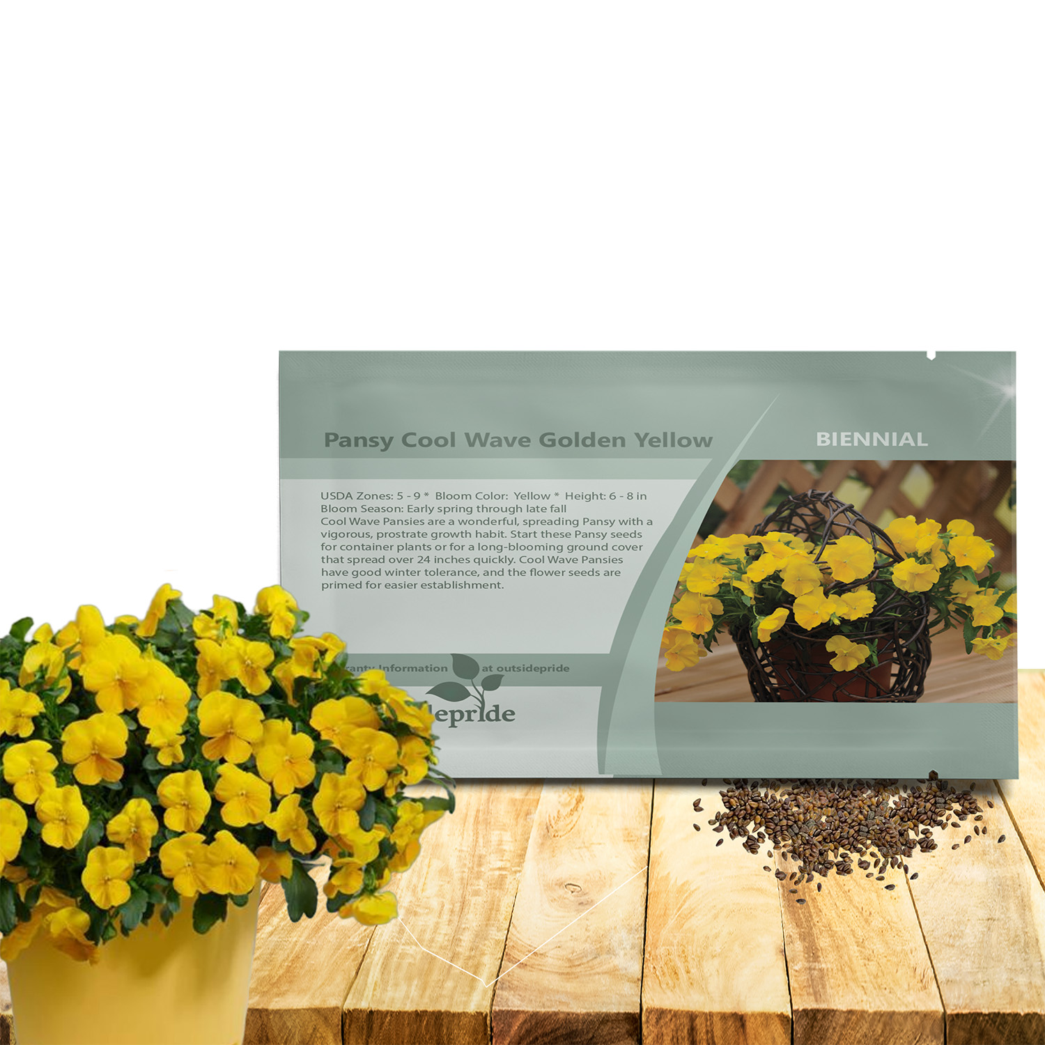 Pansy Cool Wave Golden Yellow Seed Packet