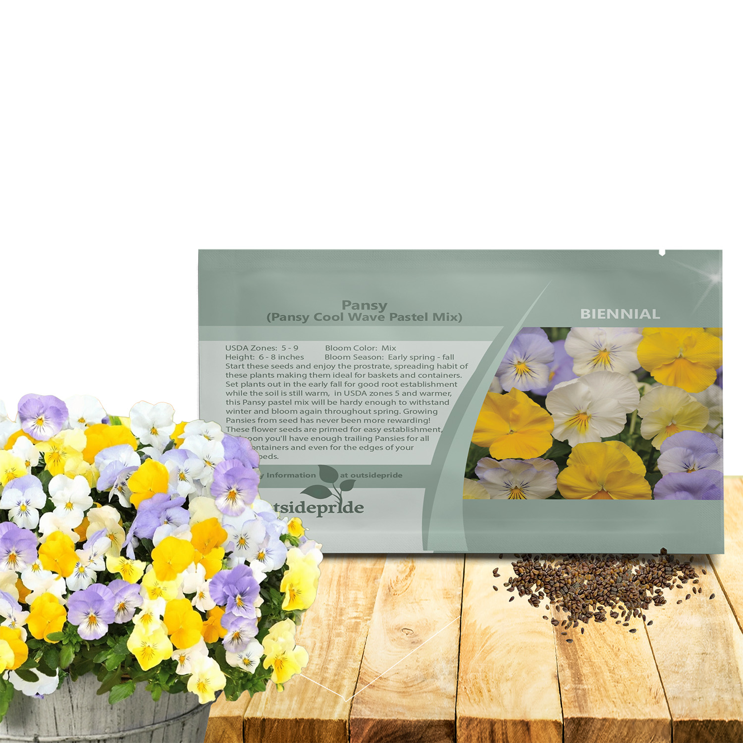 Pansy Cool Wave Pastel Seed Packet For Planting