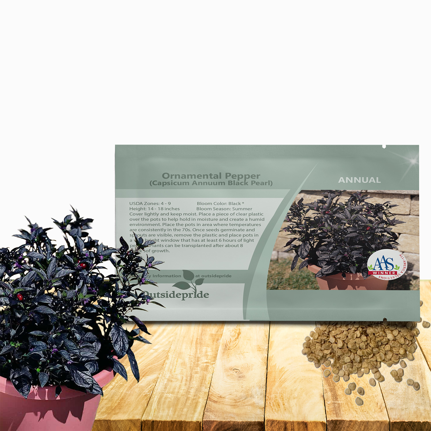 Pepper Black Pearl Seed Packet