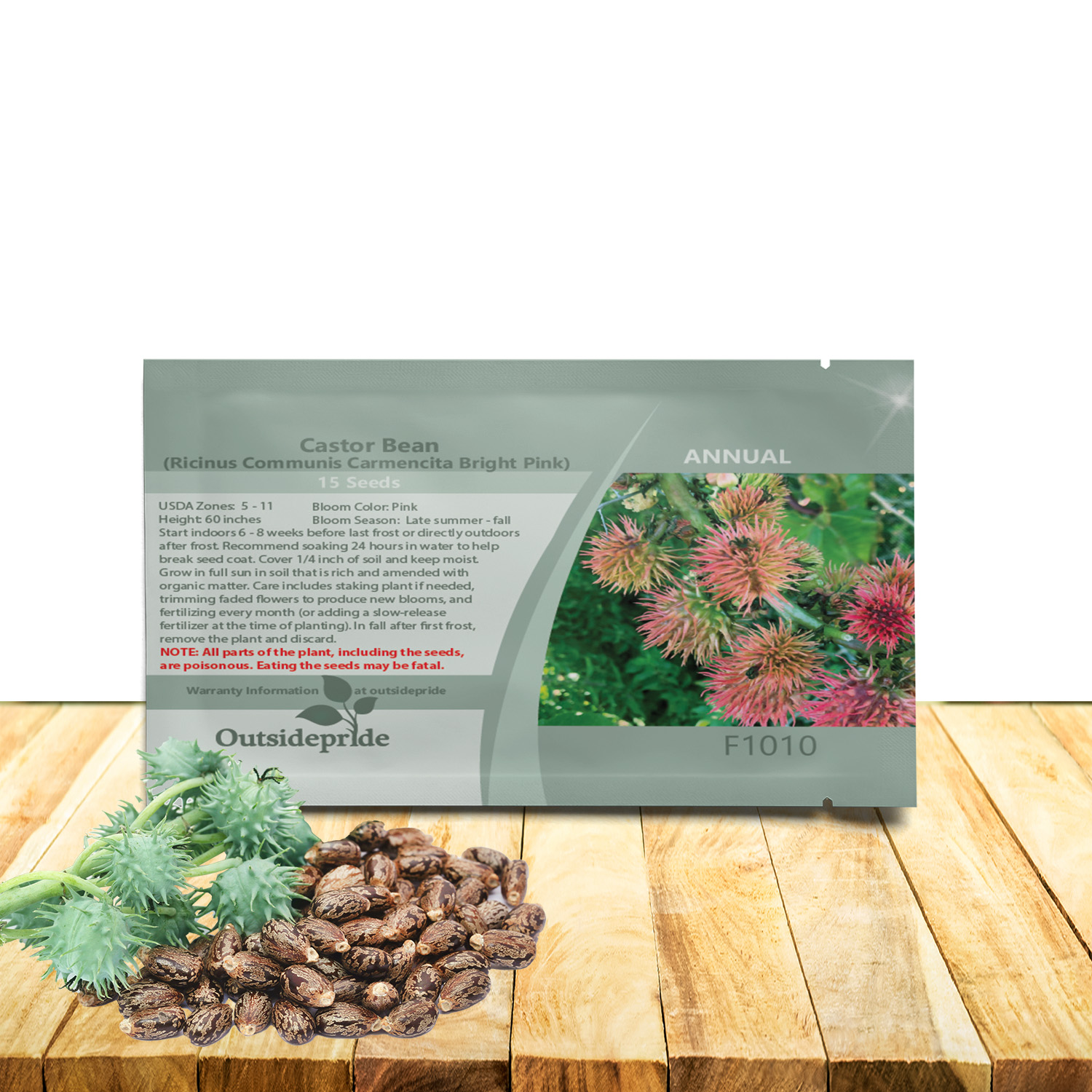 Bright Pink Castor Bean Seed Packet