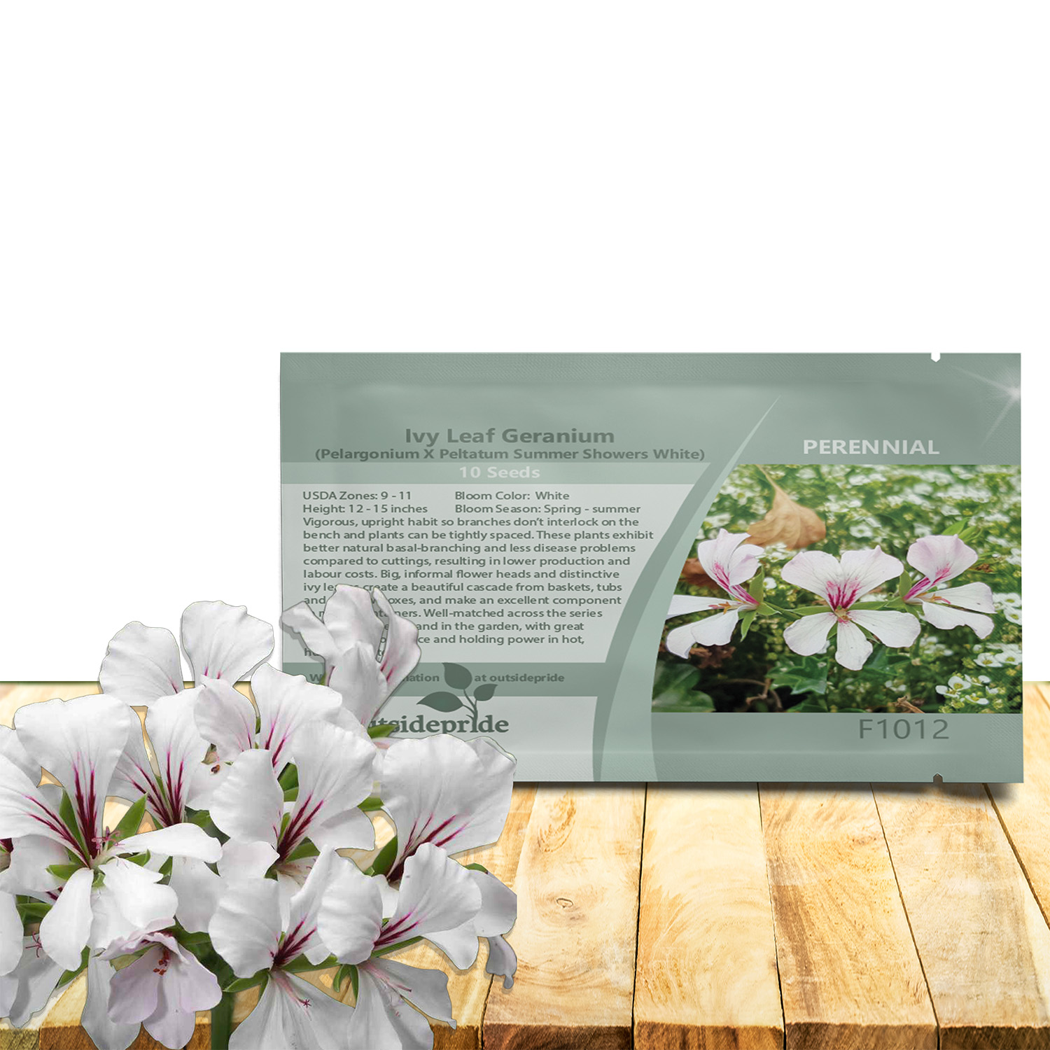 Ivy Leaf Geranium White Flower Seed Packet