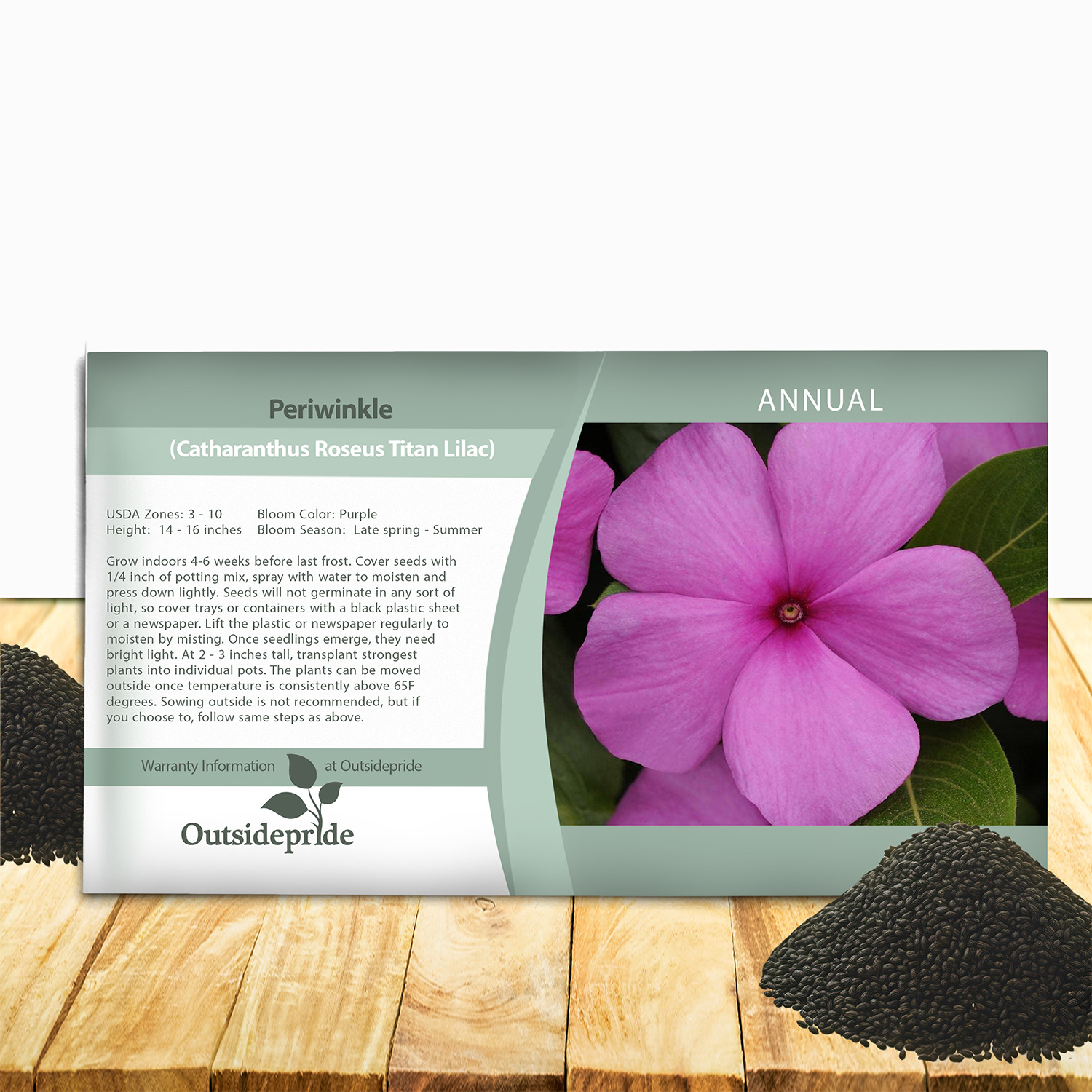 Vinca Titan Lilac Groundcover Seed Packet