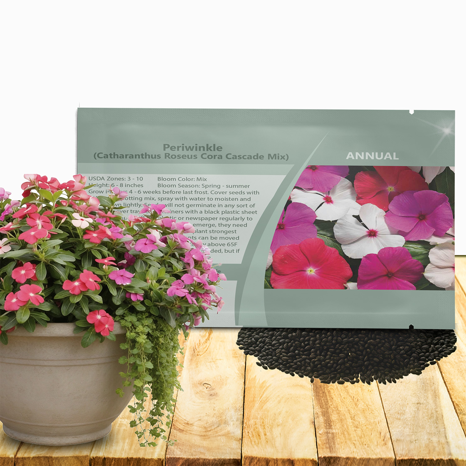 Vinca Cora Cascade Seed Packet