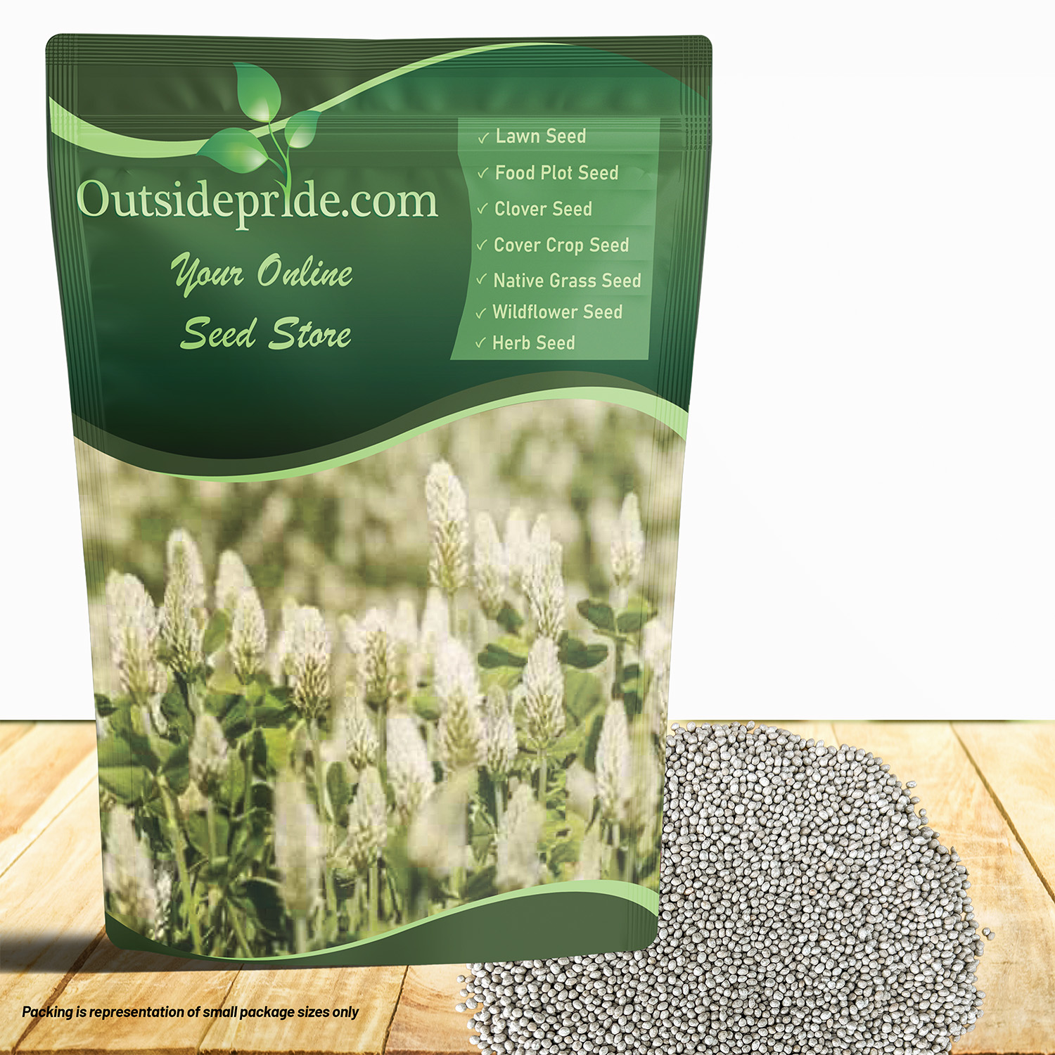 White Cloud Crimson Clover Seed Bag
