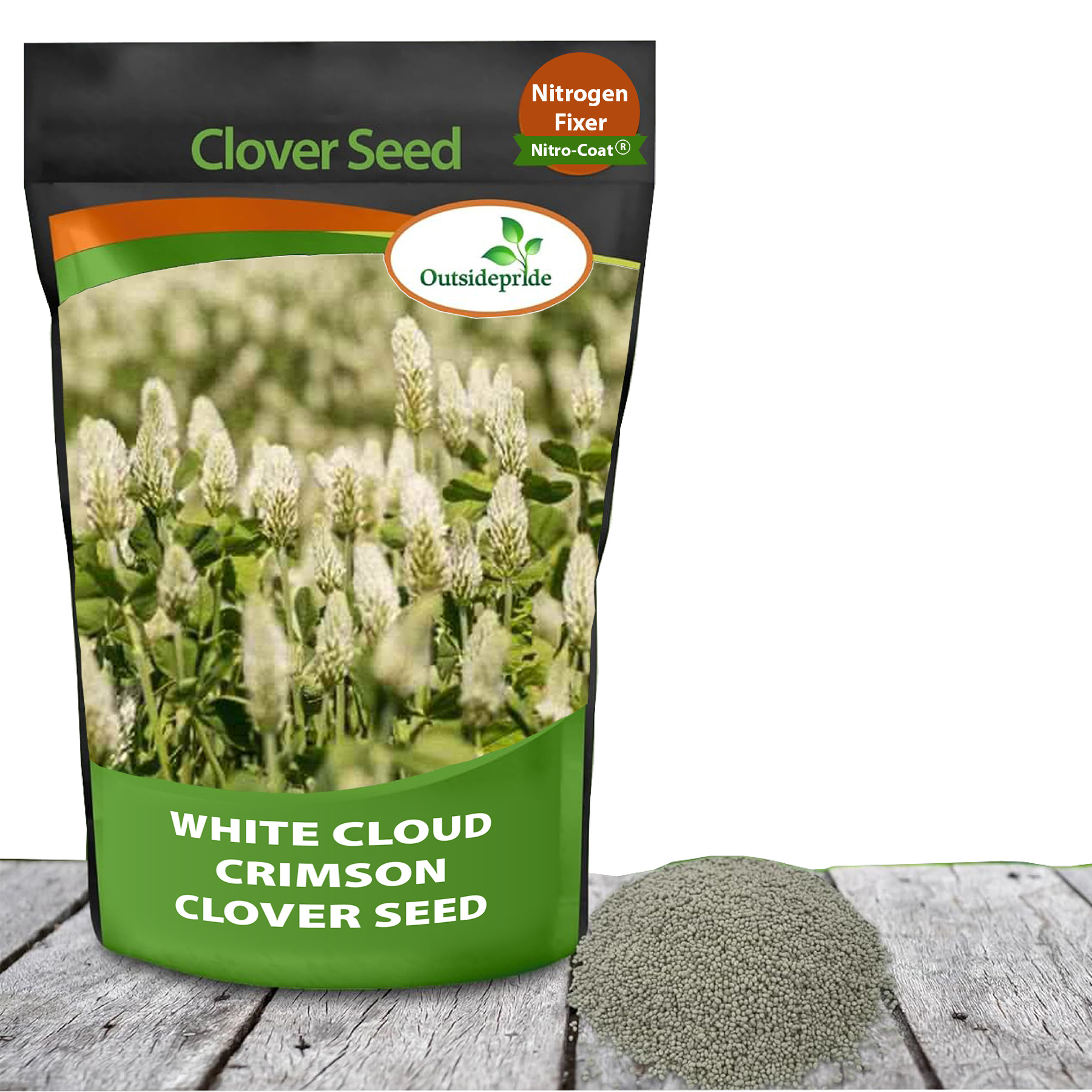 White Cloud Crimson Clover Seed Bag
