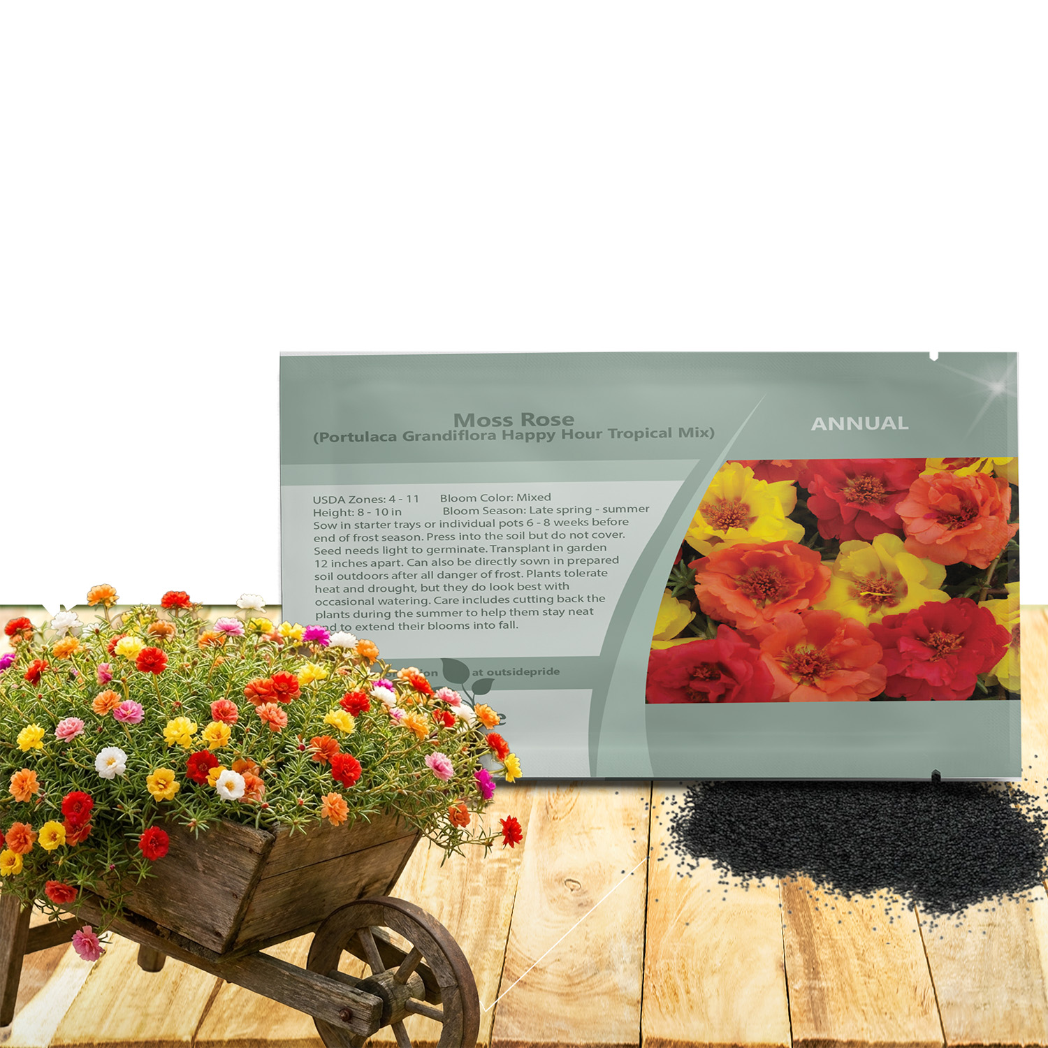 Portulaca Happy Hour Tropical Seed Packet