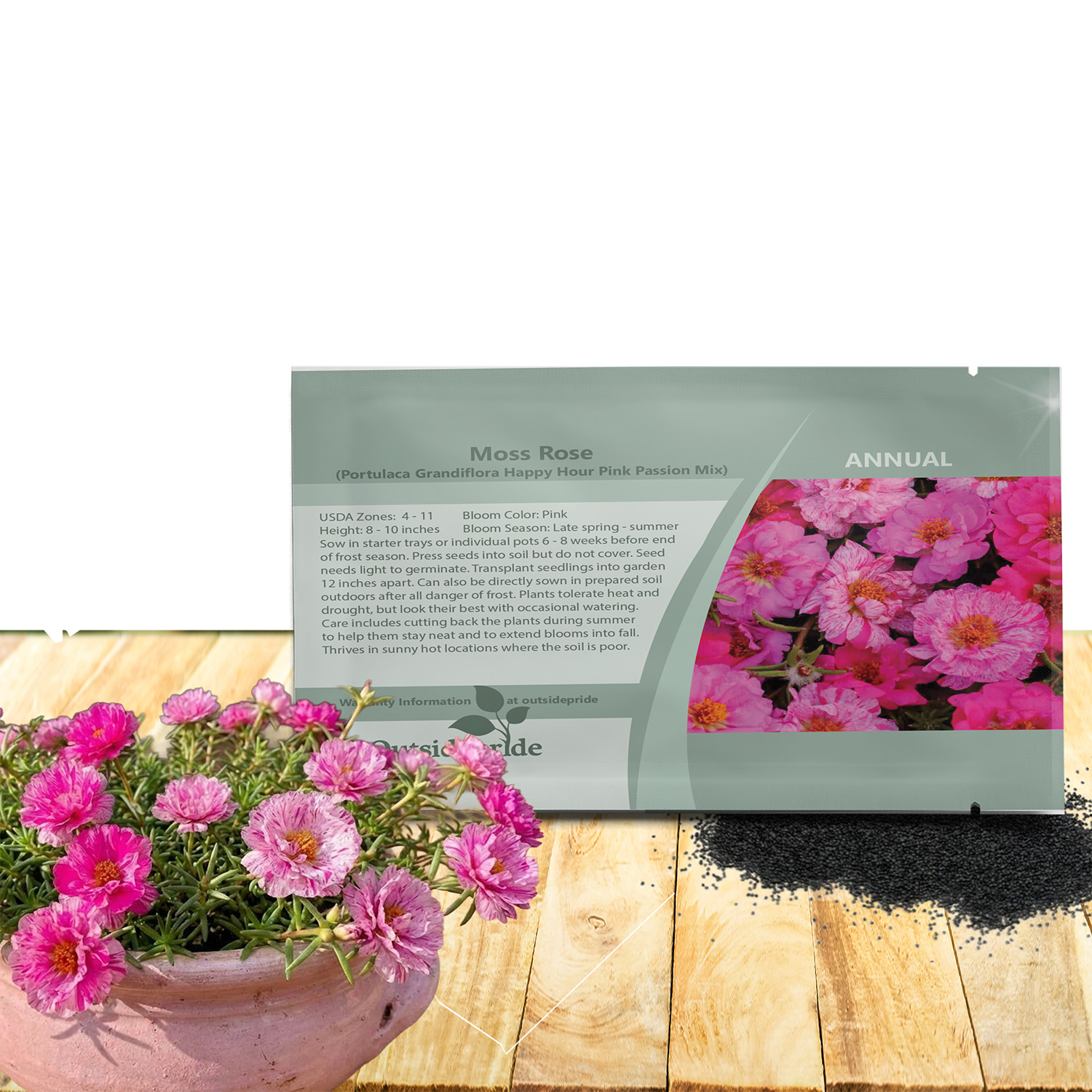 Portulaca Pink Passion Seed Packet Mix