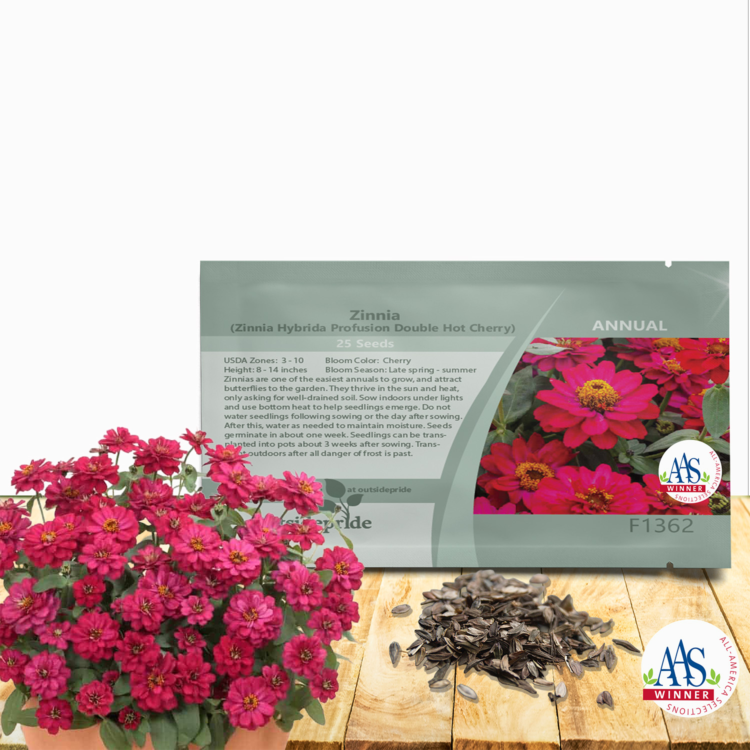 Zinnia Hot Cherry Seed Packet